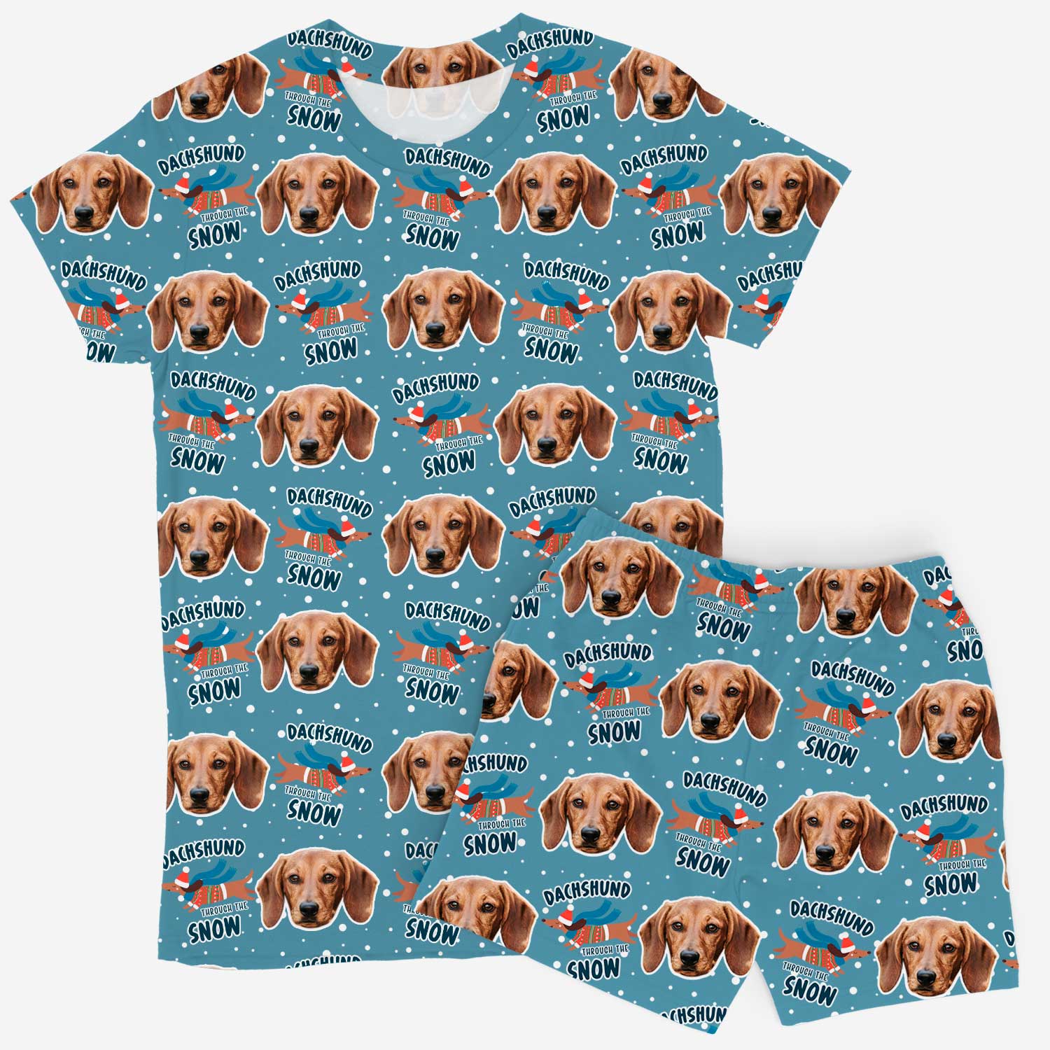 Dachshund Through The Snow Women's Personalized PJs - Shorts Set