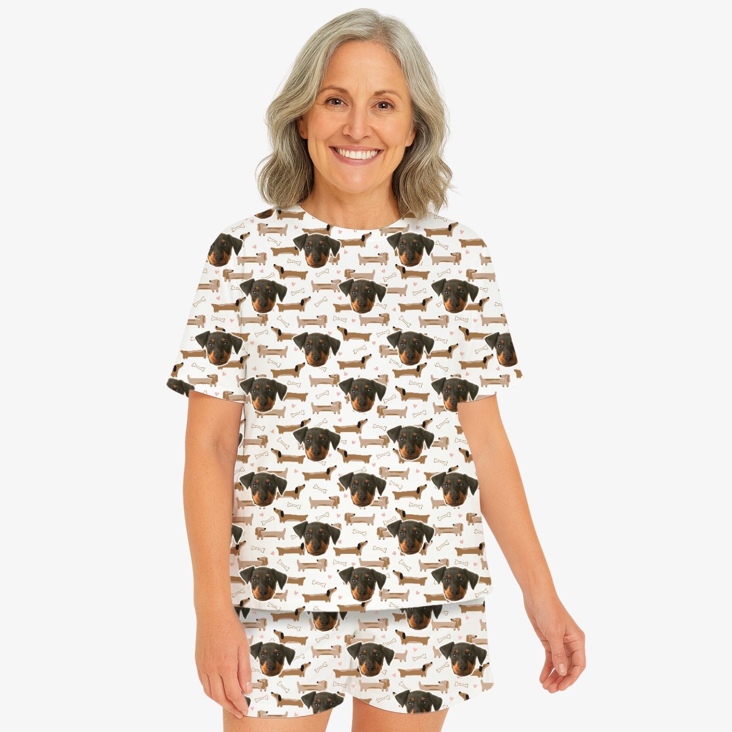 Dachshund Dog Pattern Women's Personalized PJs - Shorts Set