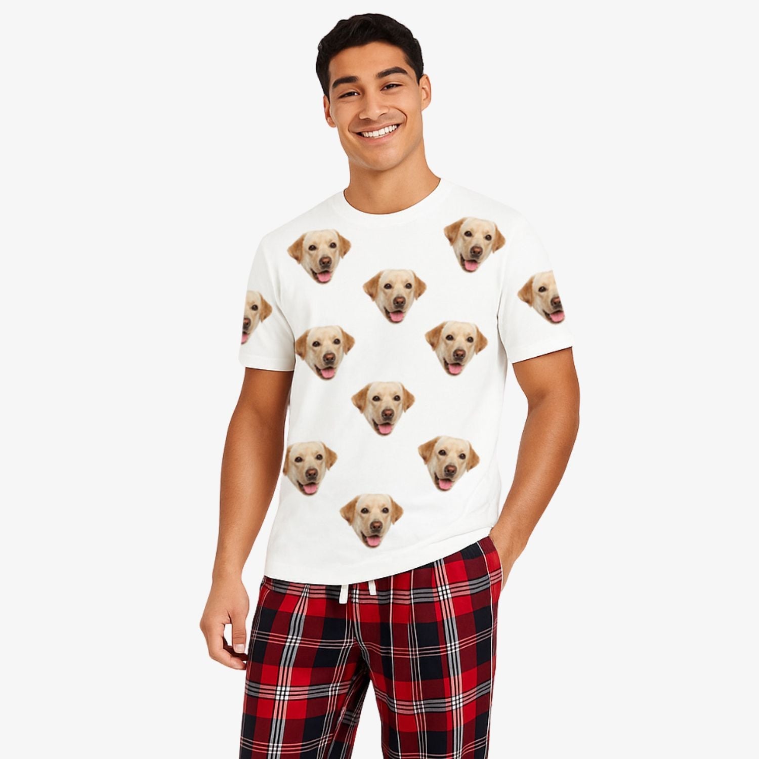 Men's Dog Pajamas - Red Tartan Trouser Set