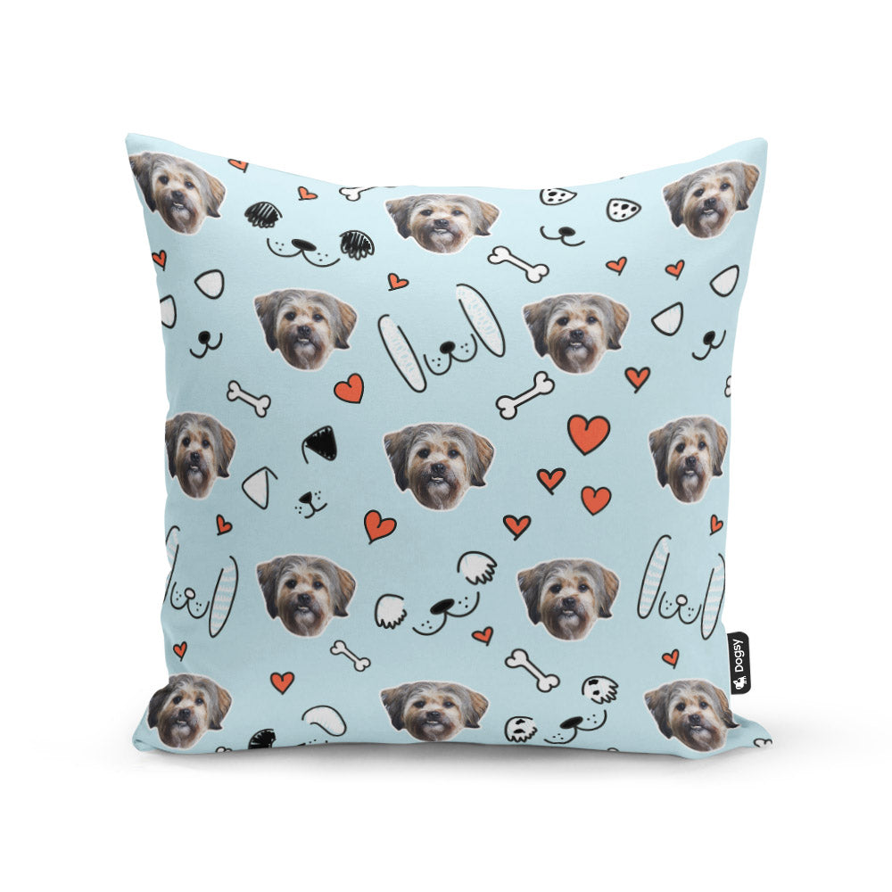 Seamus Sponsors Doodle Blue Cushion