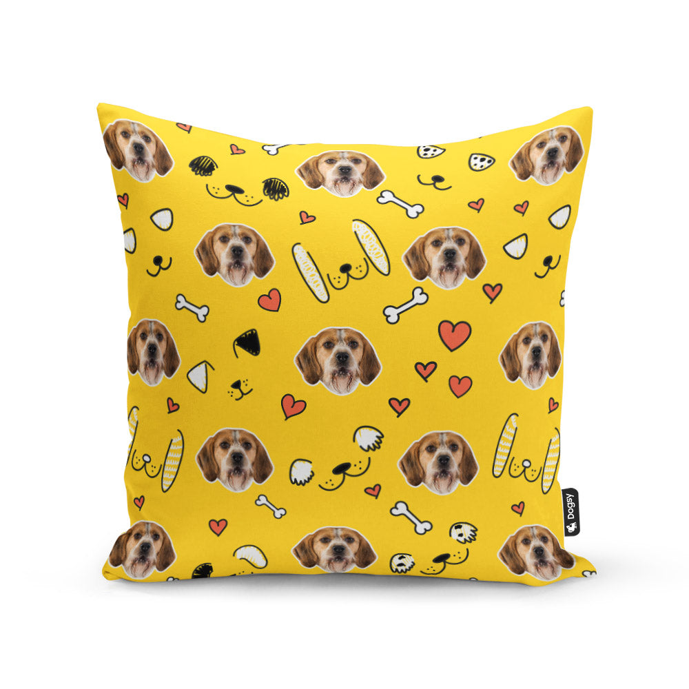 Yellow Dexter Sponsors Doodle Cushion