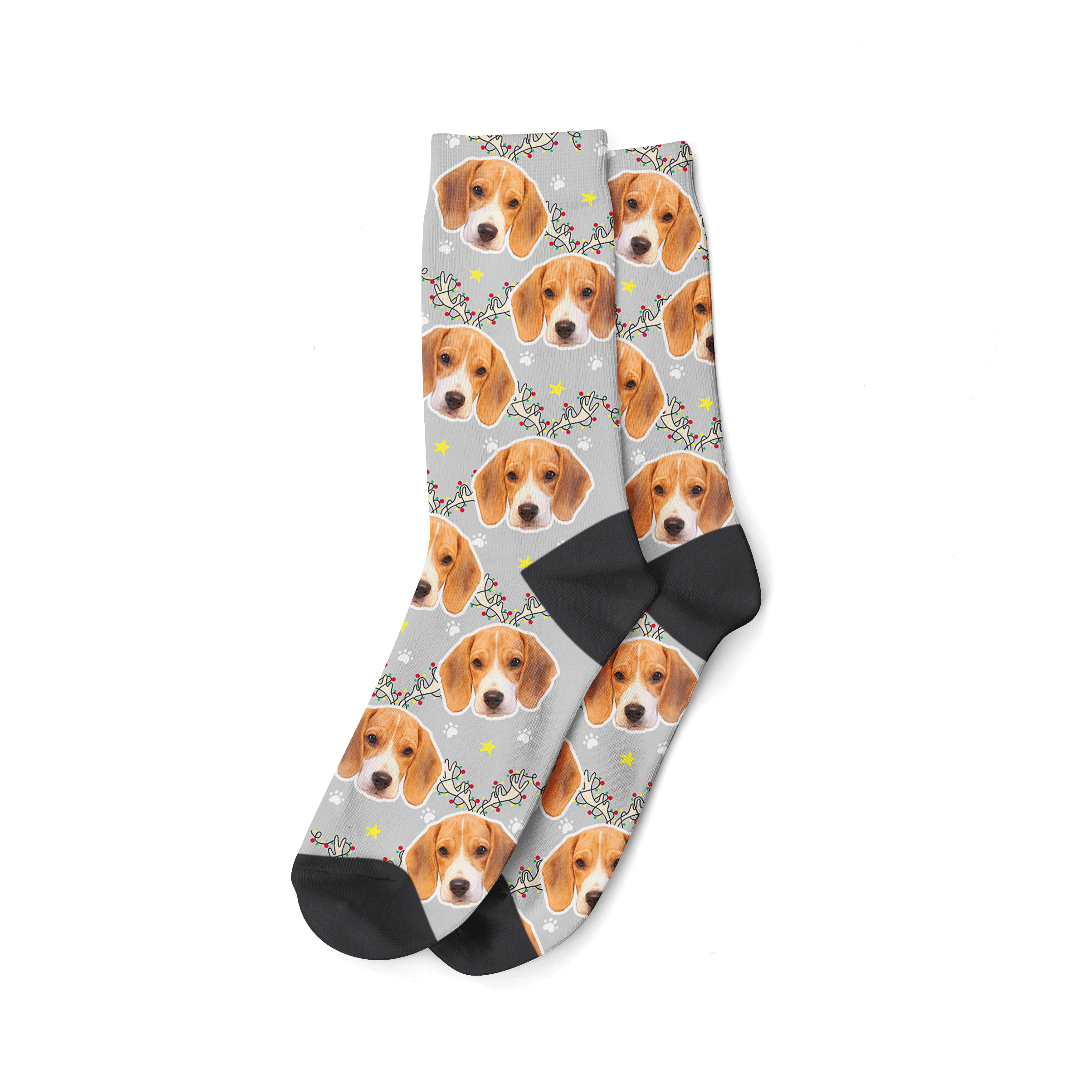 Grey Reindeer Dog Christmas Socks