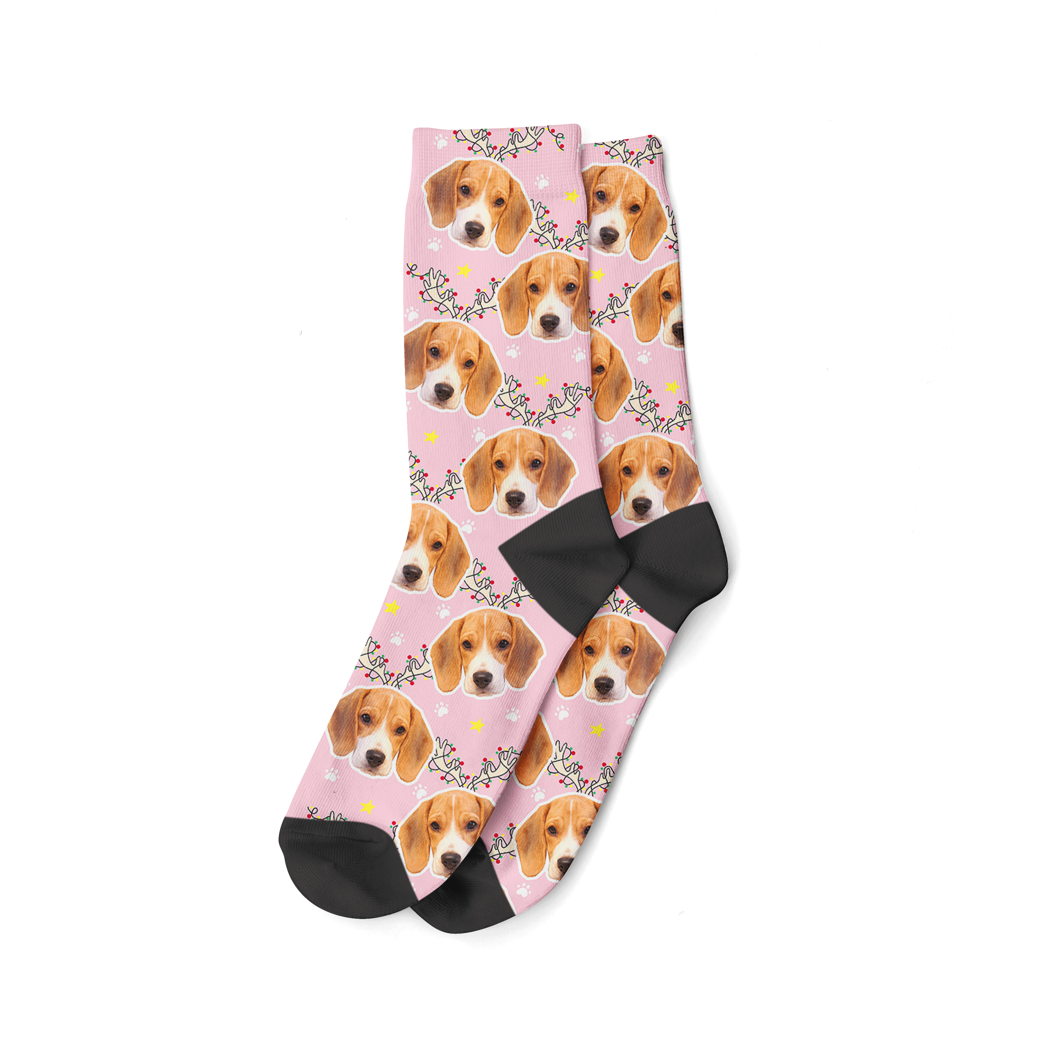 Pink Reindeer Dog Christmas Socks