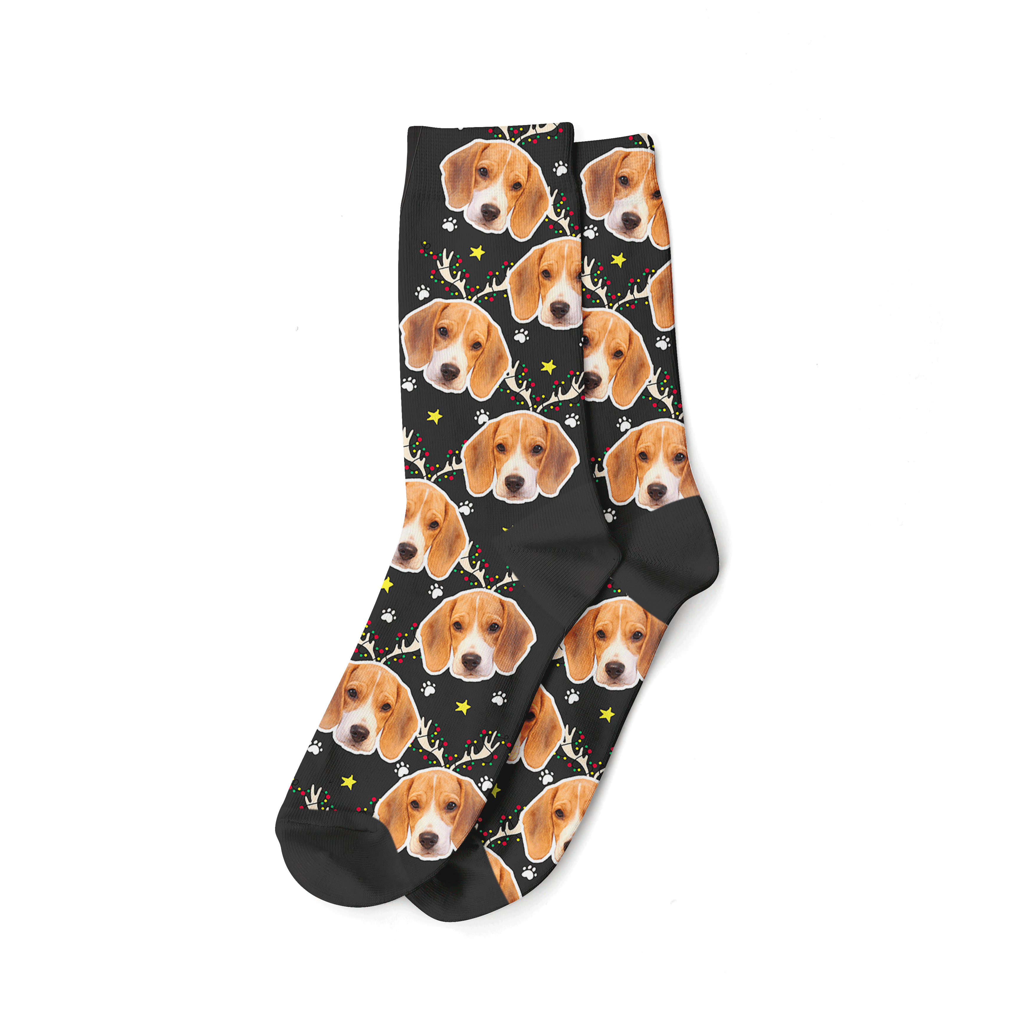 Reindeer Dog Christmas Black Socks