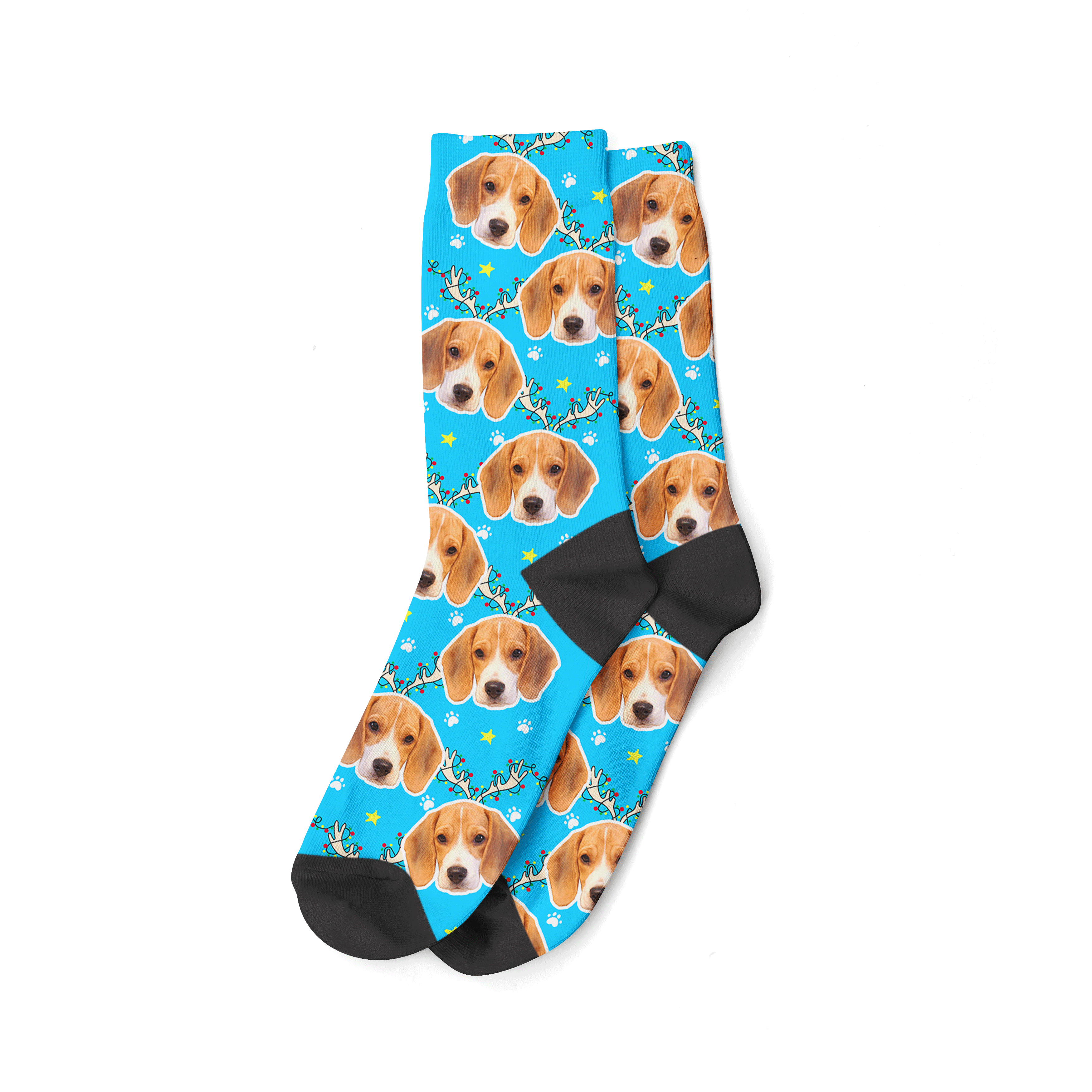 Blue Reindeer Dog Christmas Socks