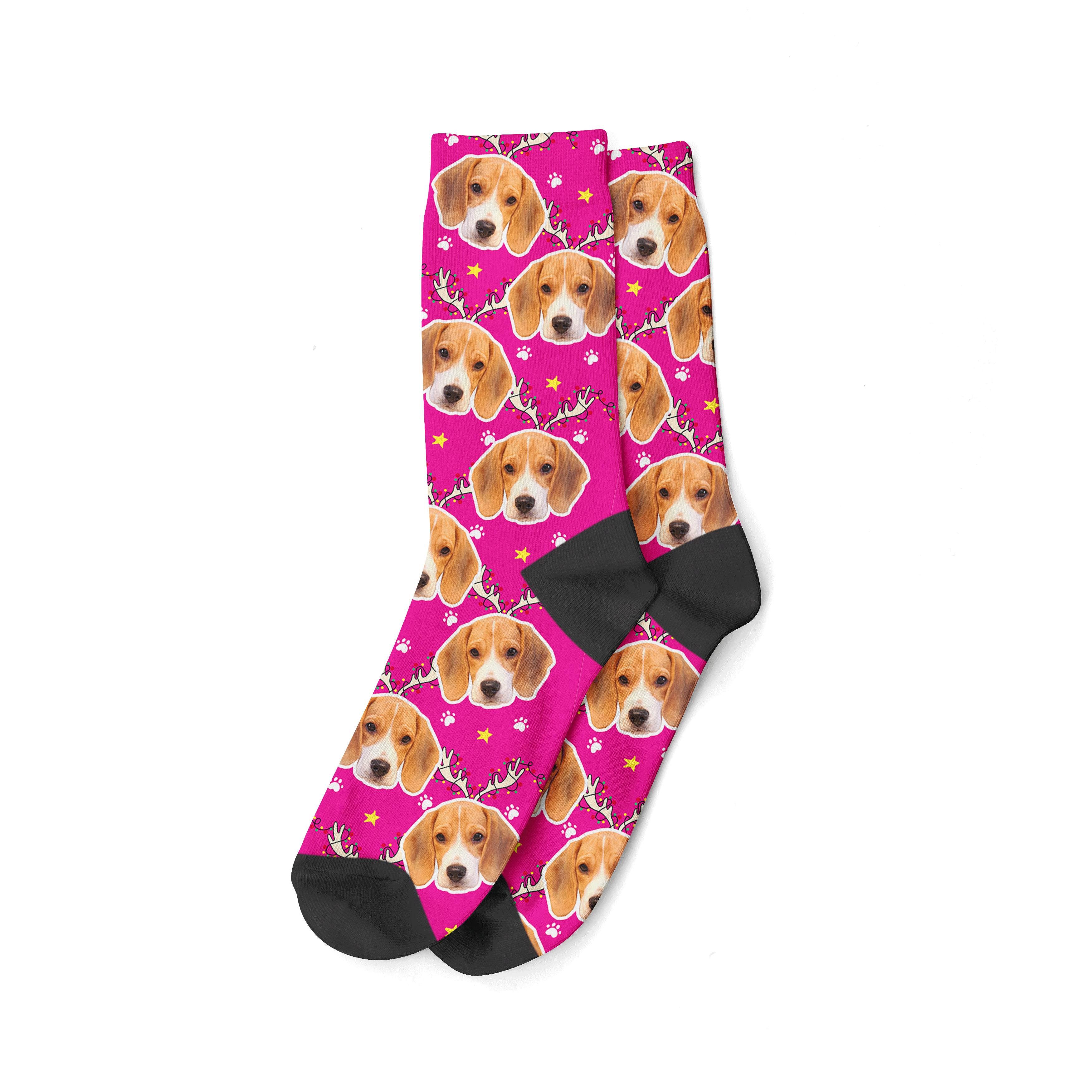 Hot Pink Reindeer Dog Christmas Socks