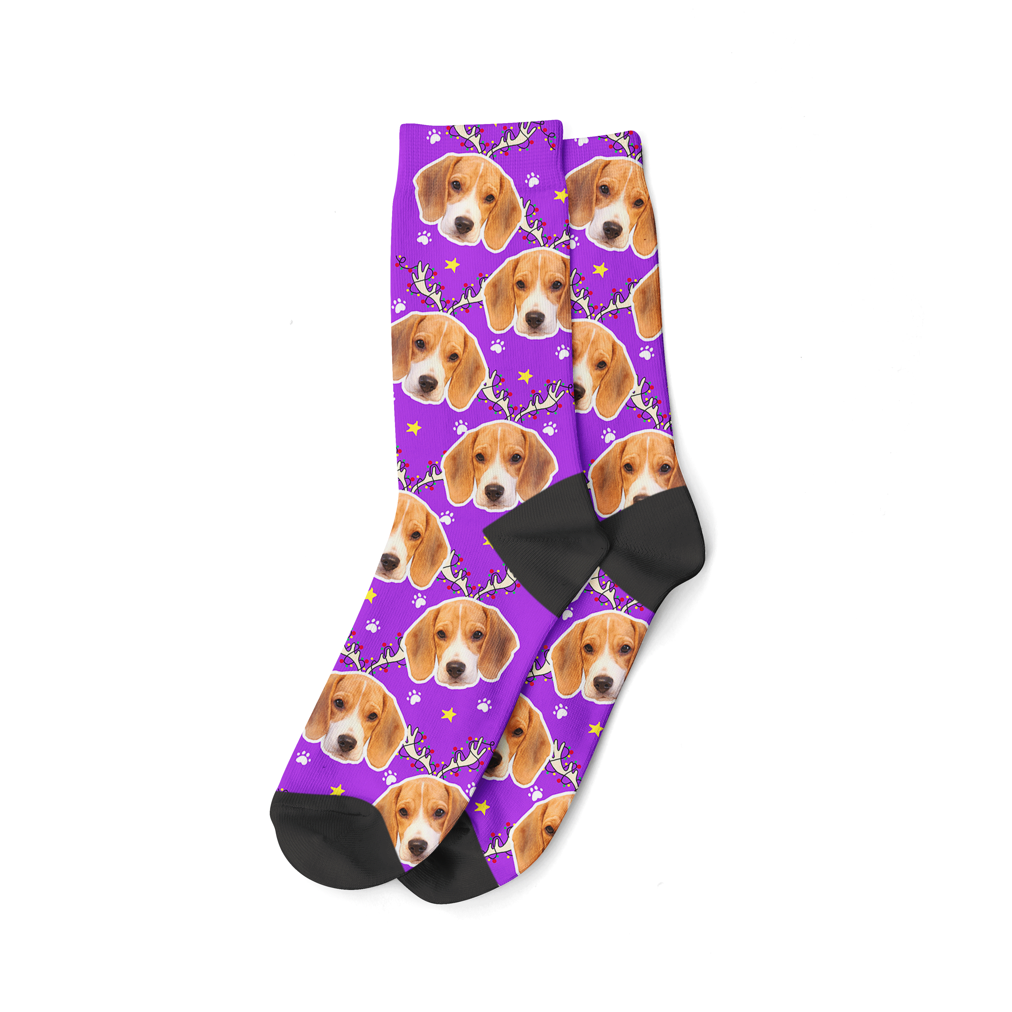 Purple Reindeer Dog Christmas Socks