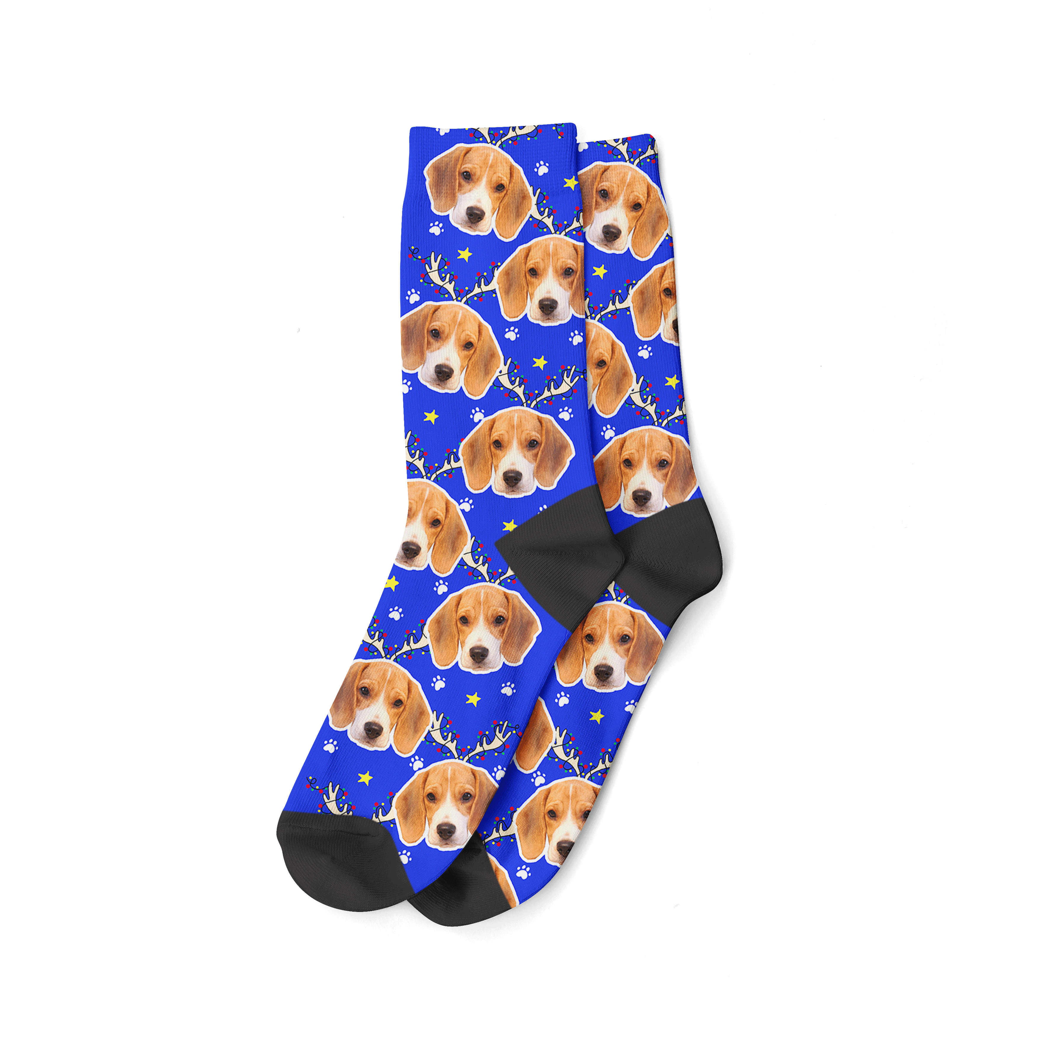Royal Blue Reindeer Dog Christmas Socks