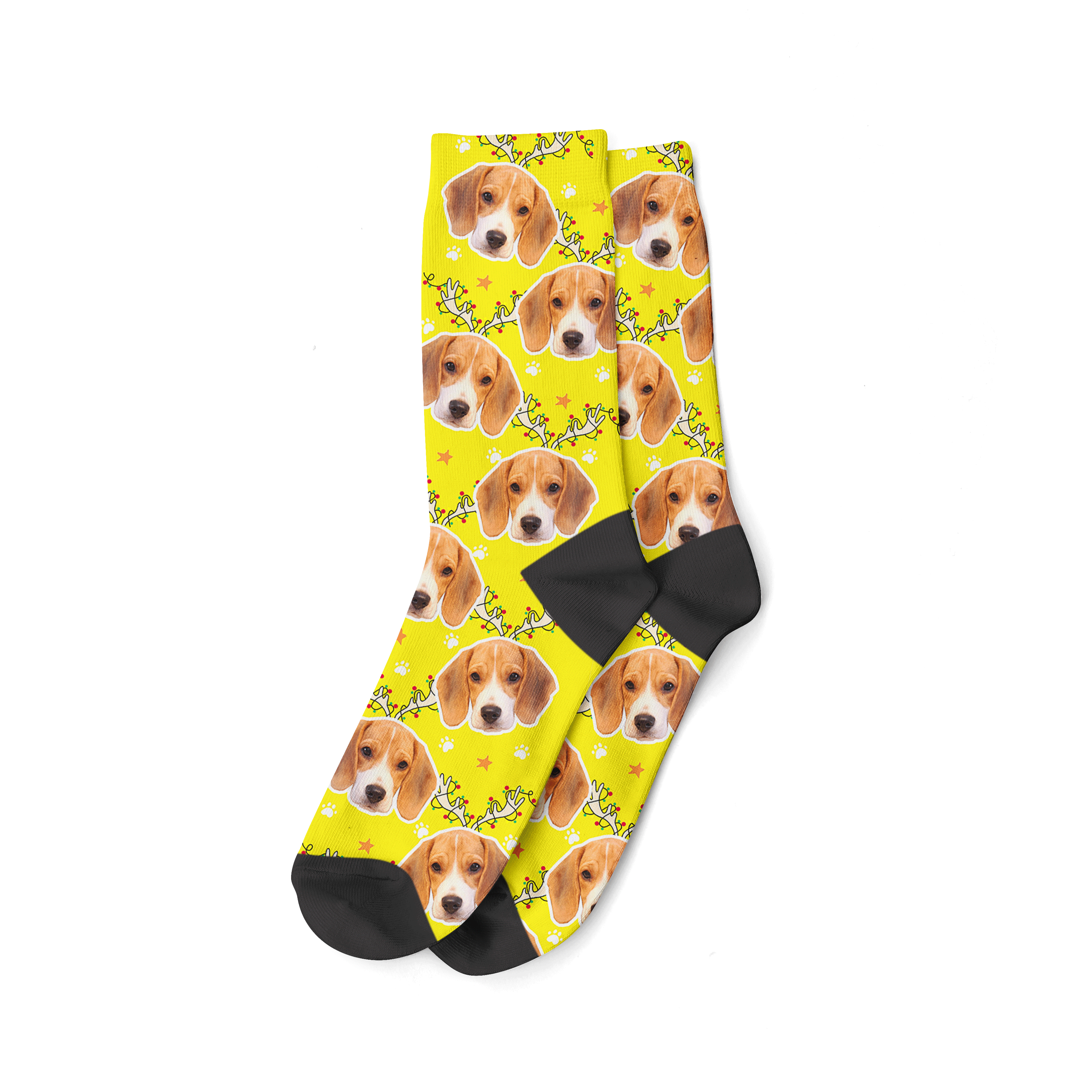 Custom Photo Reindeer Dog Christmas Socks