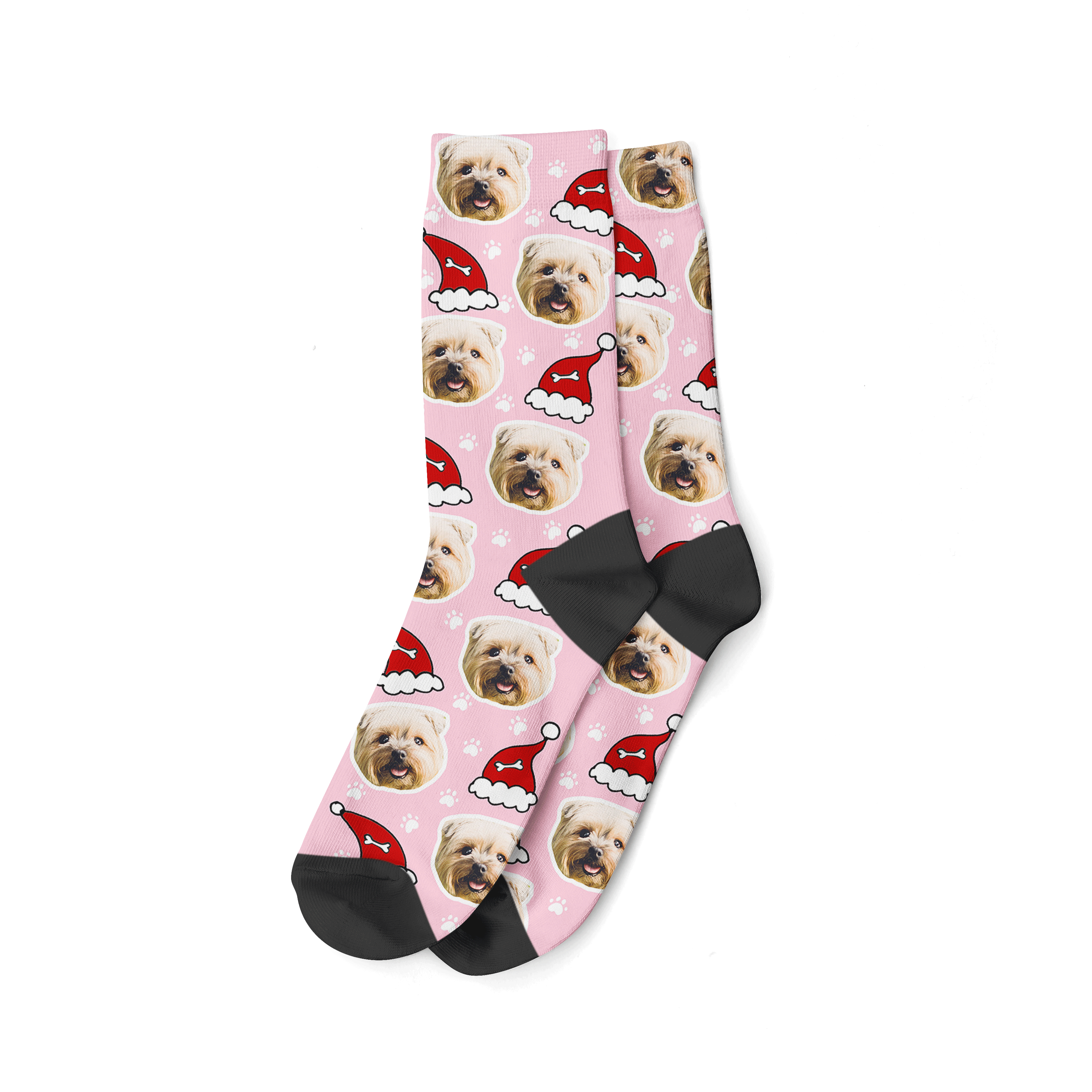 Baby Pink Santa Dog Christmas Socks