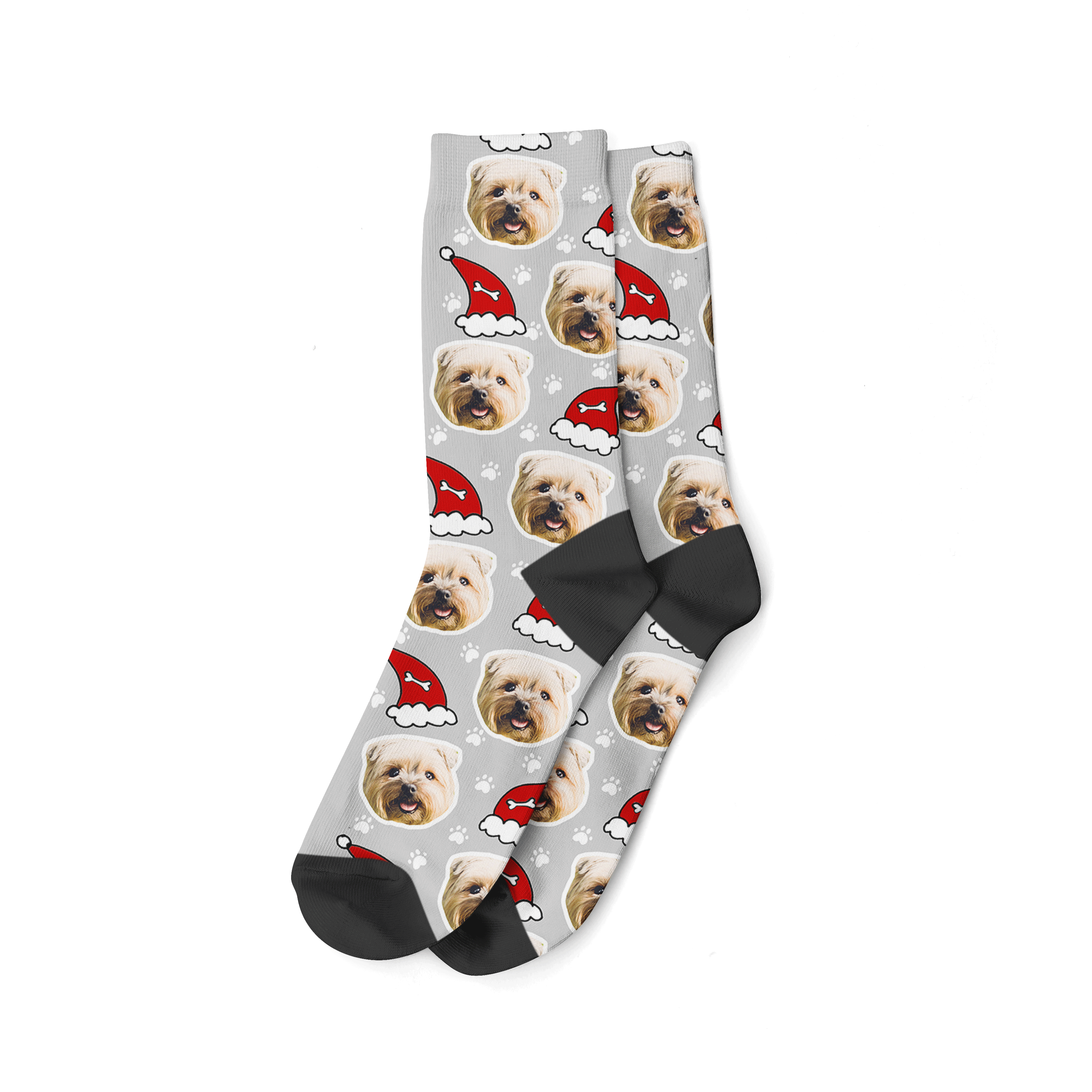 Grey Santa Dog Christmas Socks