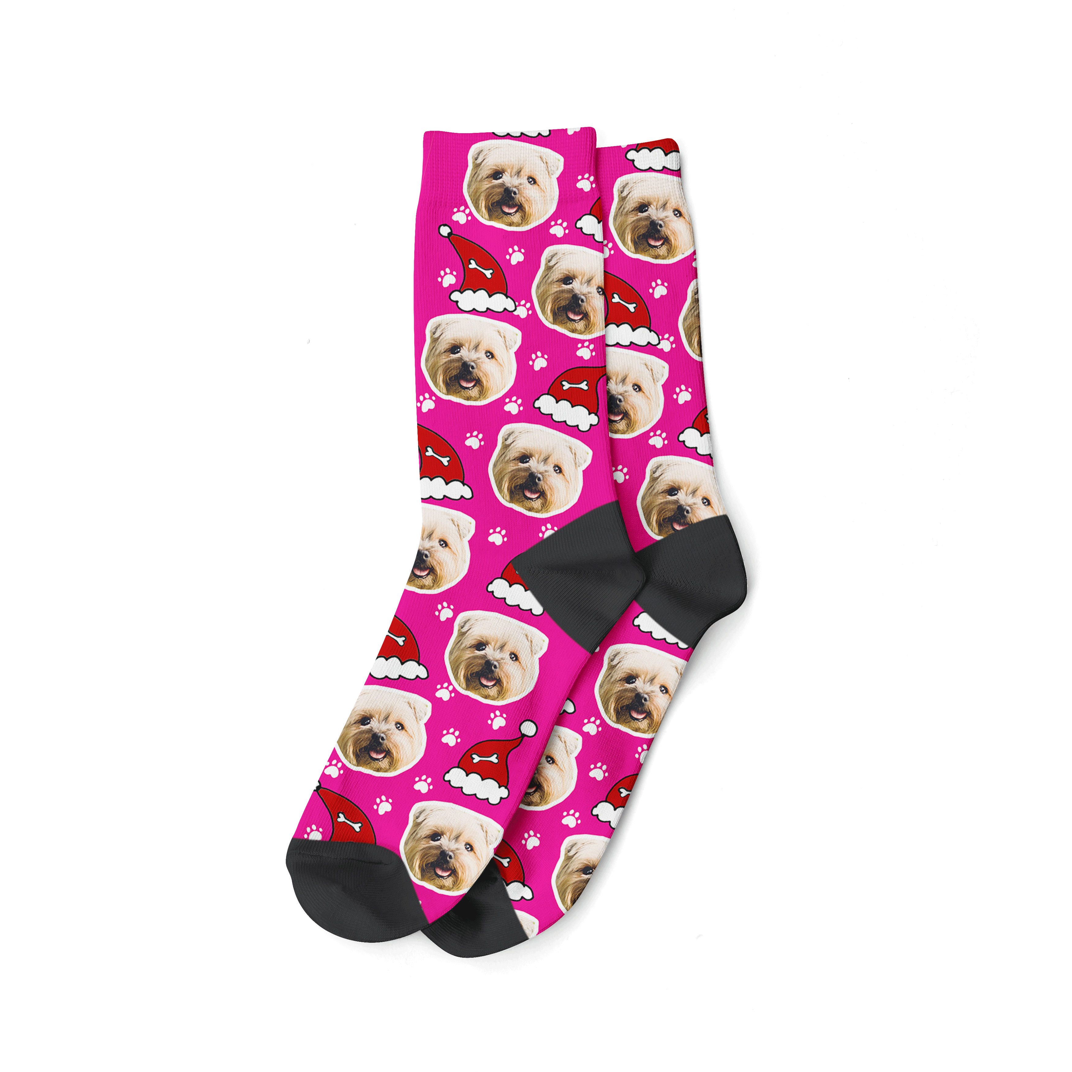 Hot Pink Santa Dog Christmas Socks