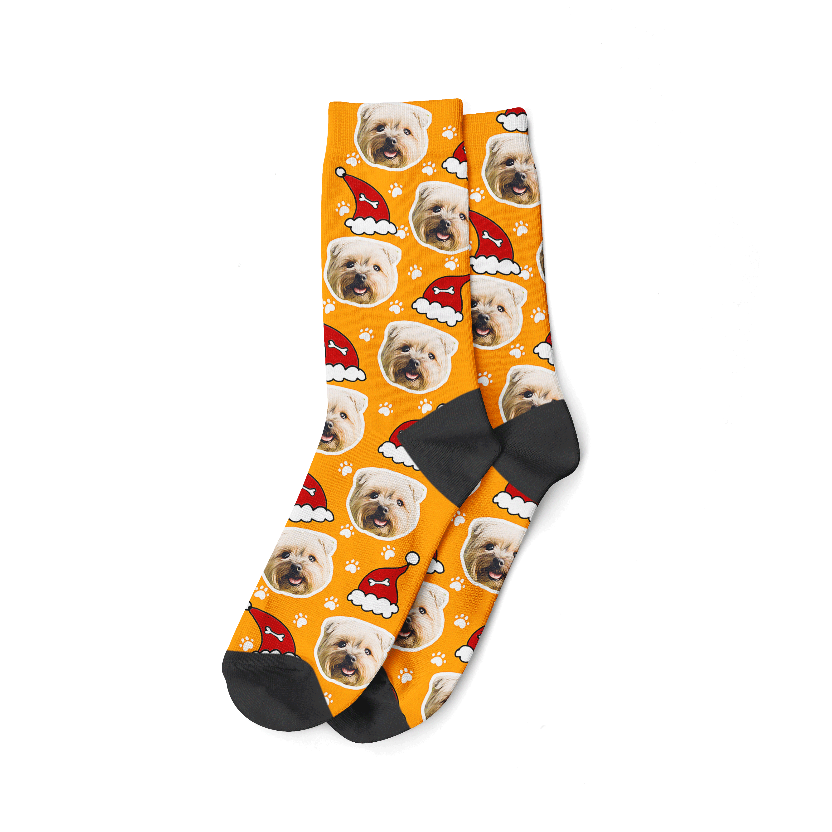 Orange Santa Dog Christmas Socks