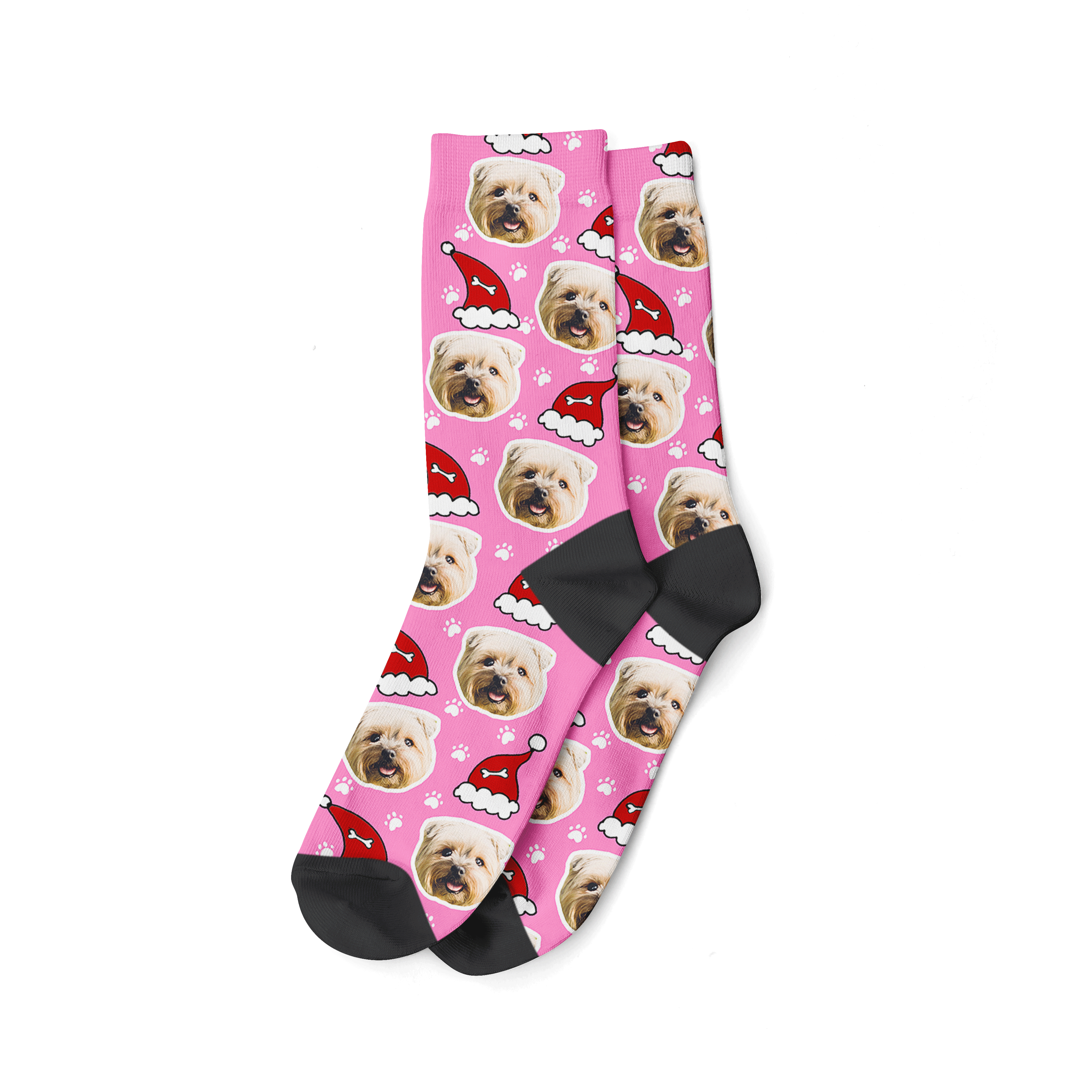 Pink Santa Dog Christmas Socks