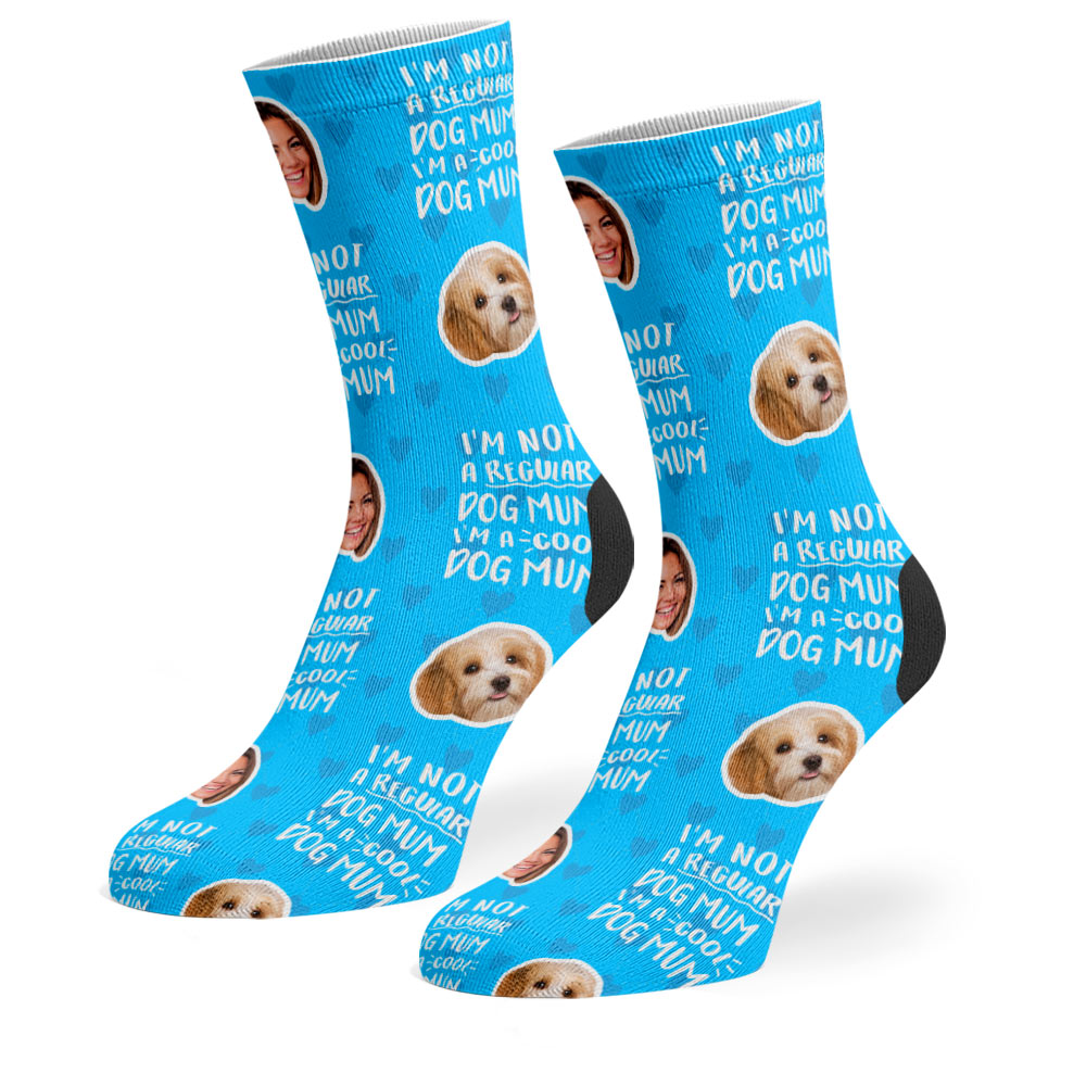 Blue Cool Dog Mum Socks