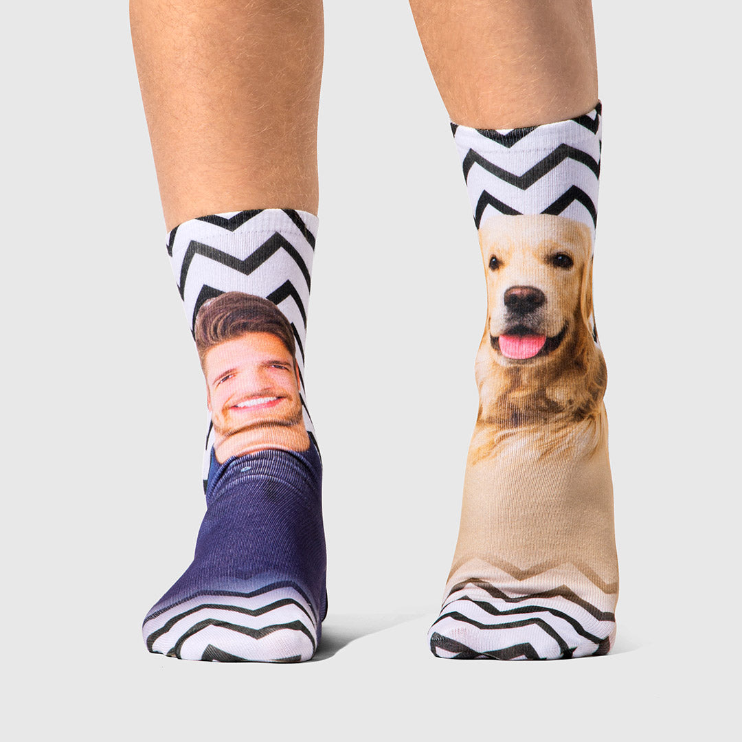 Zig Zag Dog & Owner Photo Socks