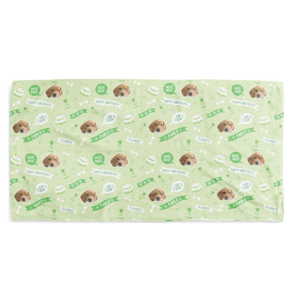 Personalised Happy Birthday Dog Towel