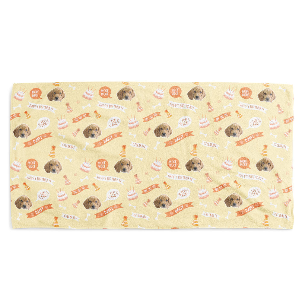 Custom Photo Happy Birthday Dog Towel