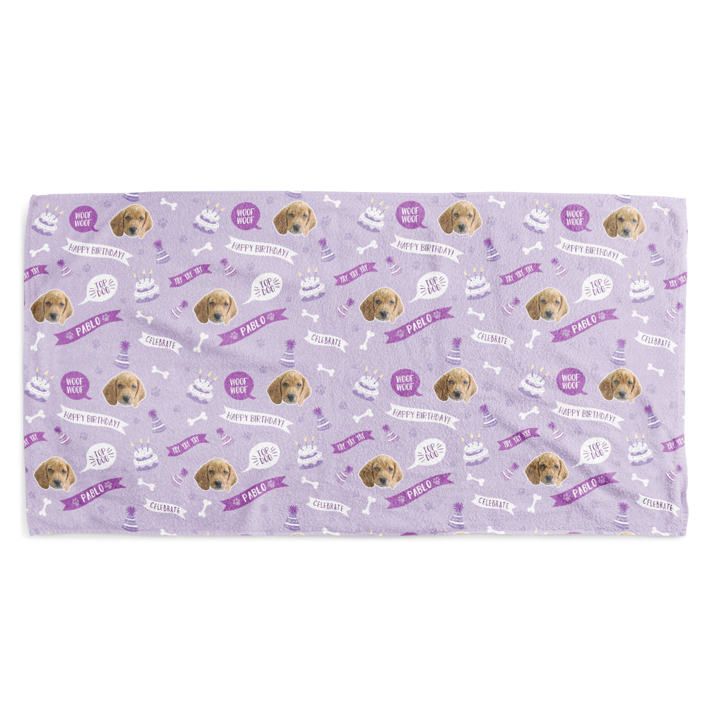 Happy Birthday Dog Face Towel