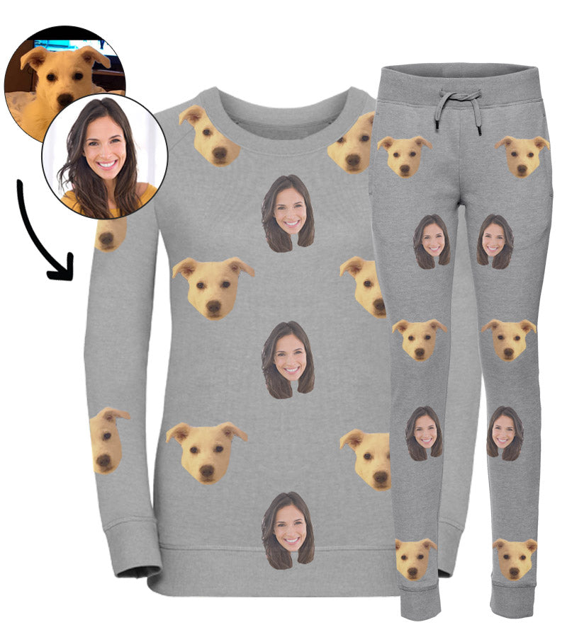 Your Photo On Dog & Owner Ladies Sweat & Jogger Set