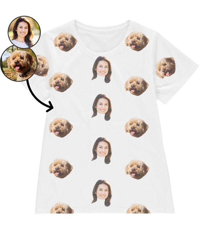 Dog & Owner Ladies T-Shirt With Faces On