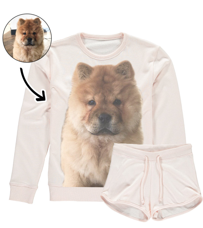 Dog Face Photo Ladies Loungewear Short Set