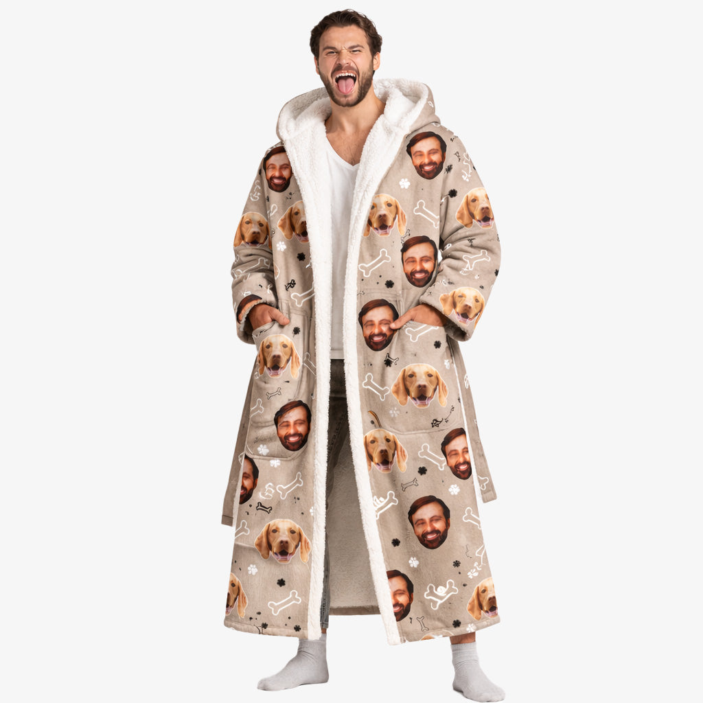 Doodle Bones & Dog Paws Personalized Bathrobe