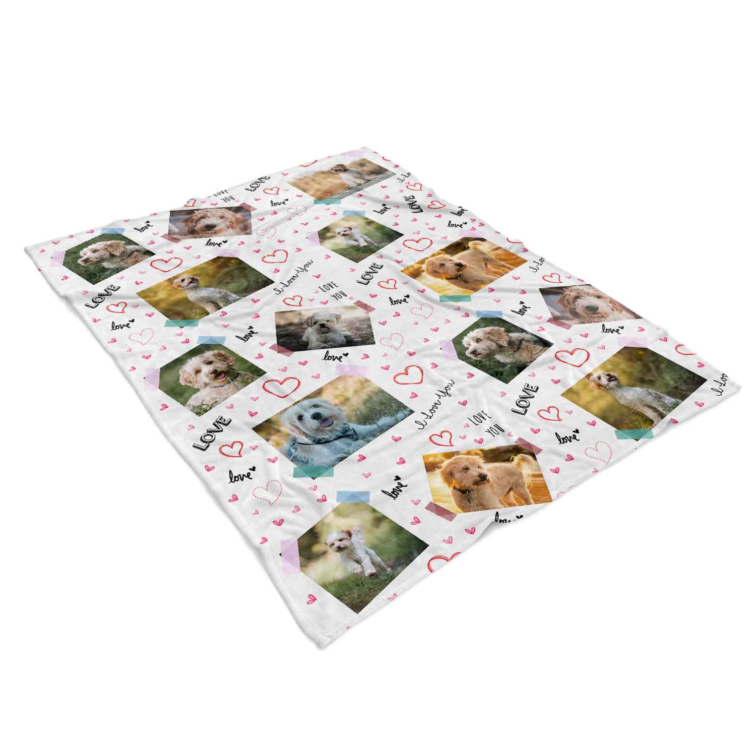 Love Scrap Book Collage Personalized Dog Blanket