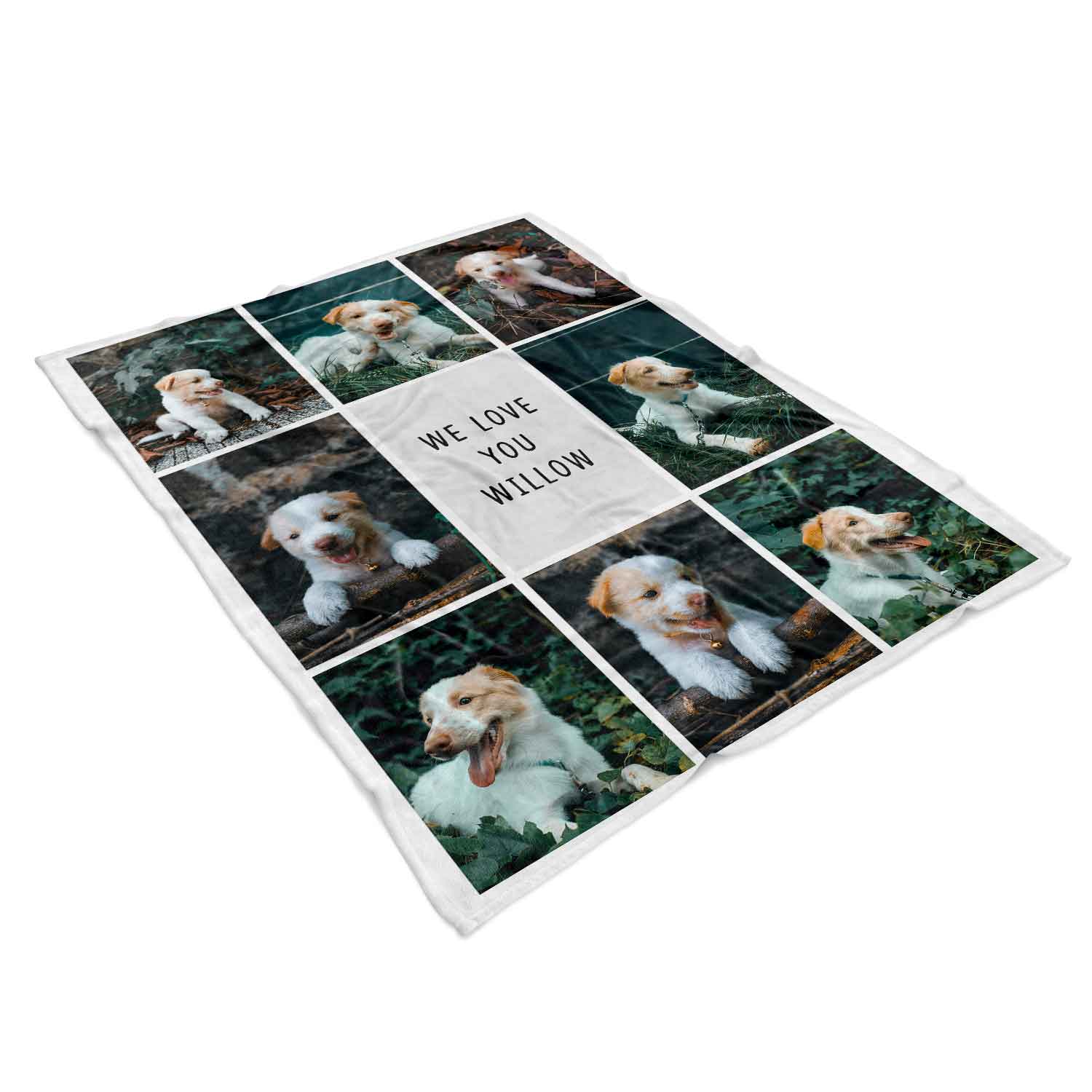 8 Photo Collage Personalized Dog Blanket With Custom Text