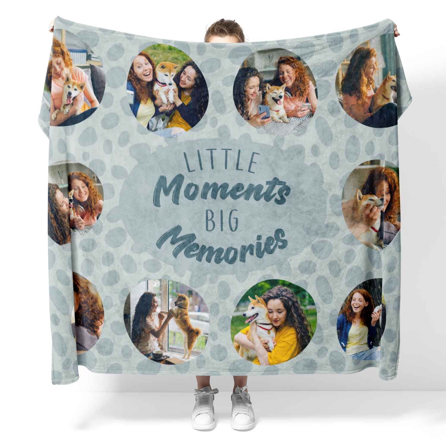 Little Moments Big Memories Photo Collage Personalized Dog Blanket
