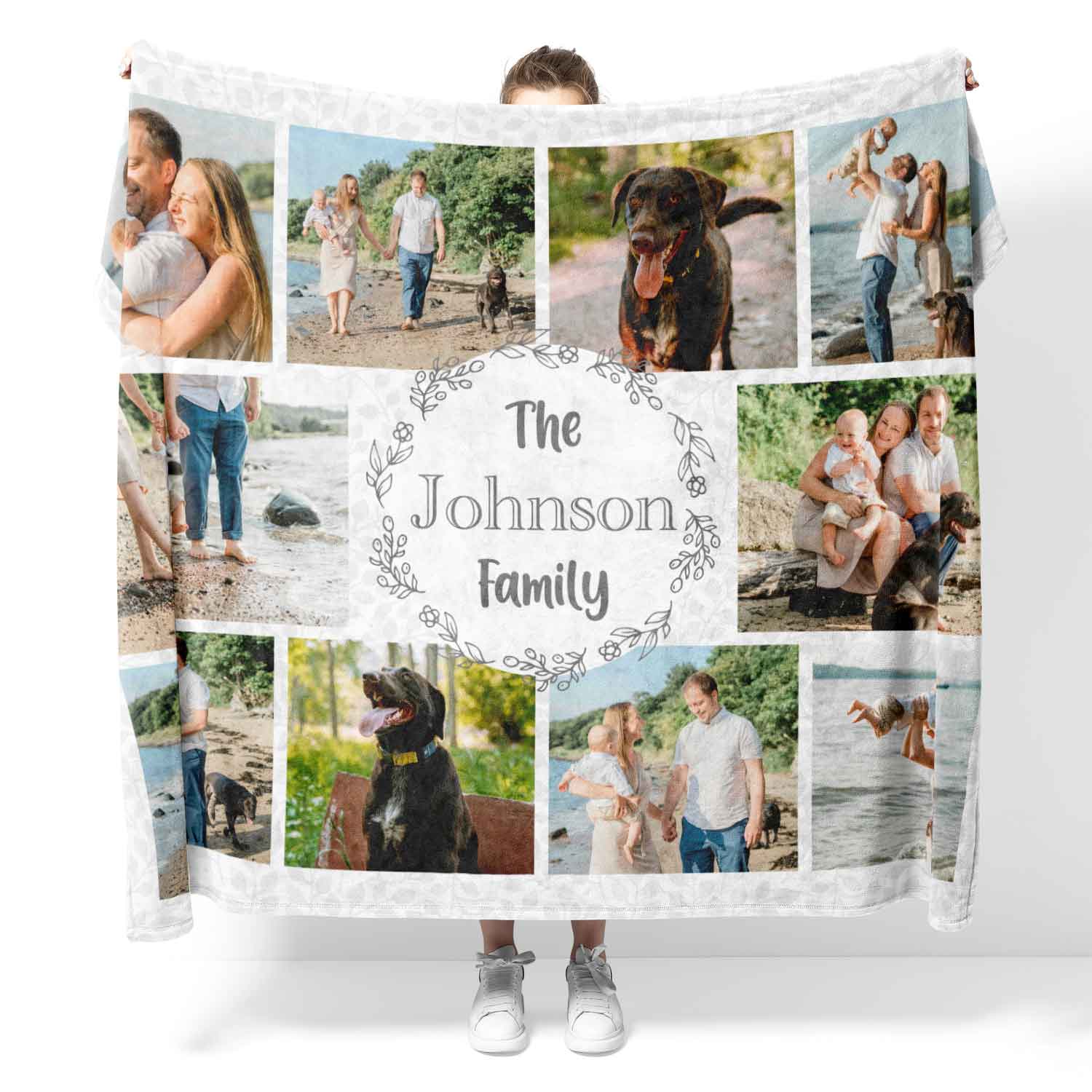 The (Surname) Family Photo Collage Personalized Dog Blanket