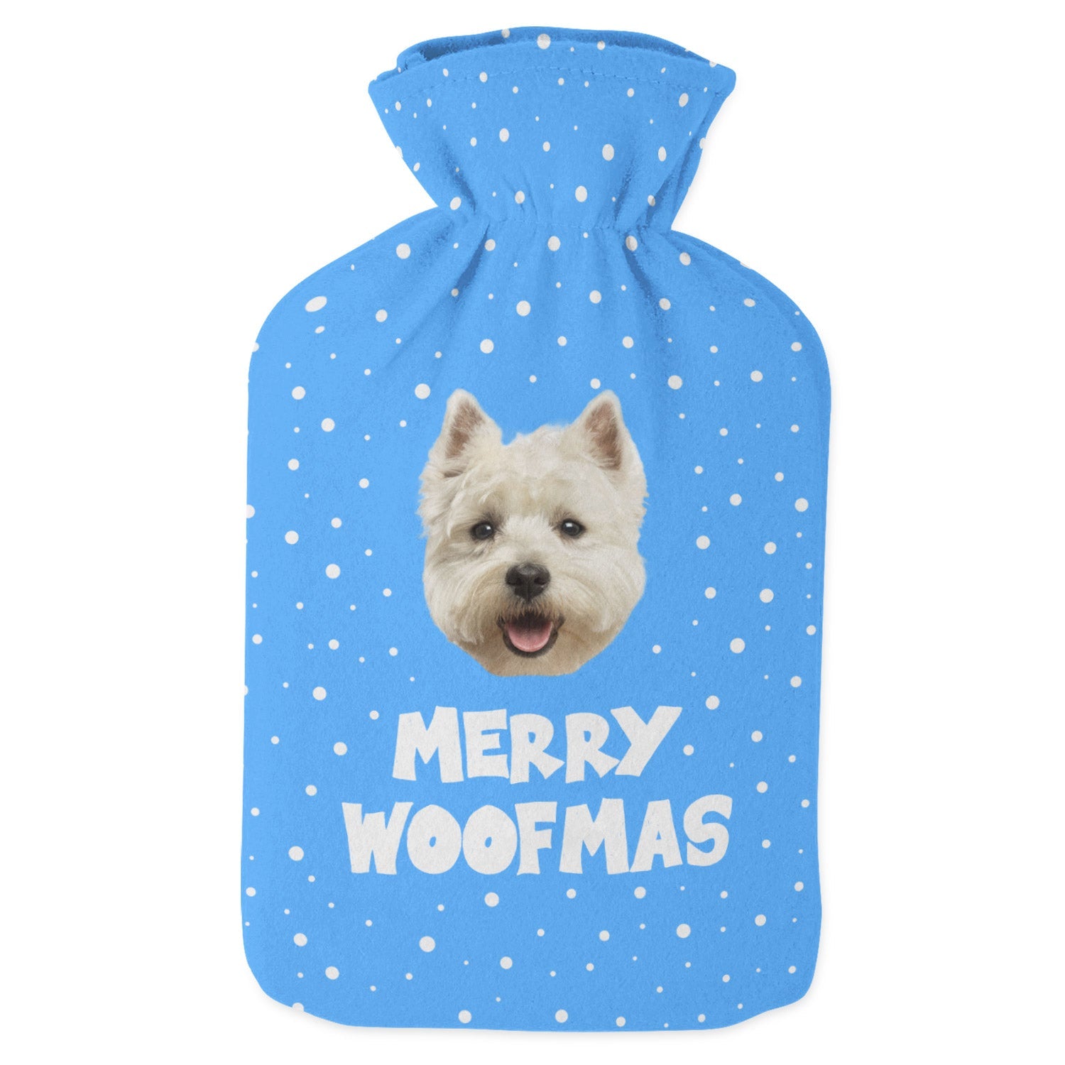 chrristmas personalise dog hot water bottle