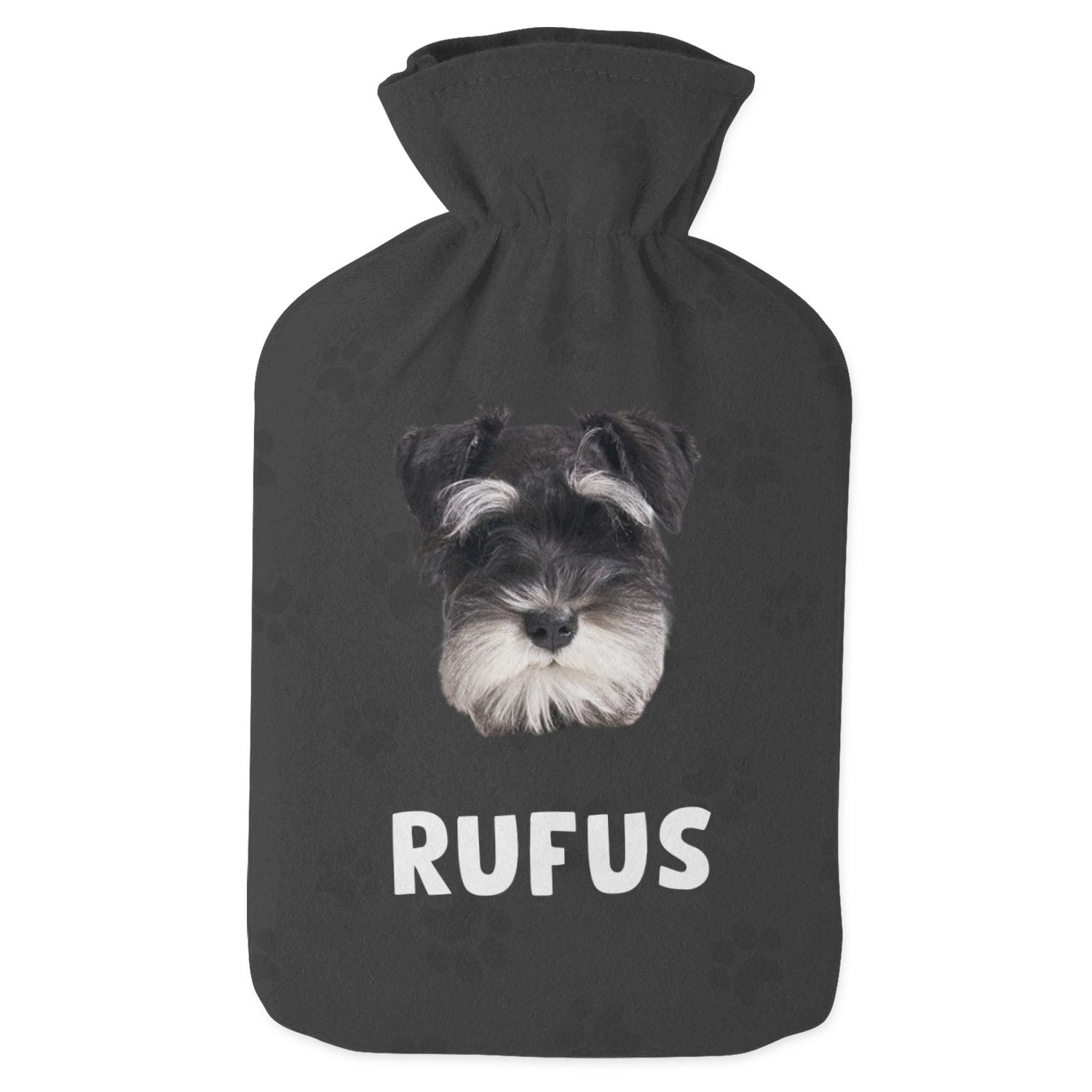 dog hot water bottle customized with your name and photo