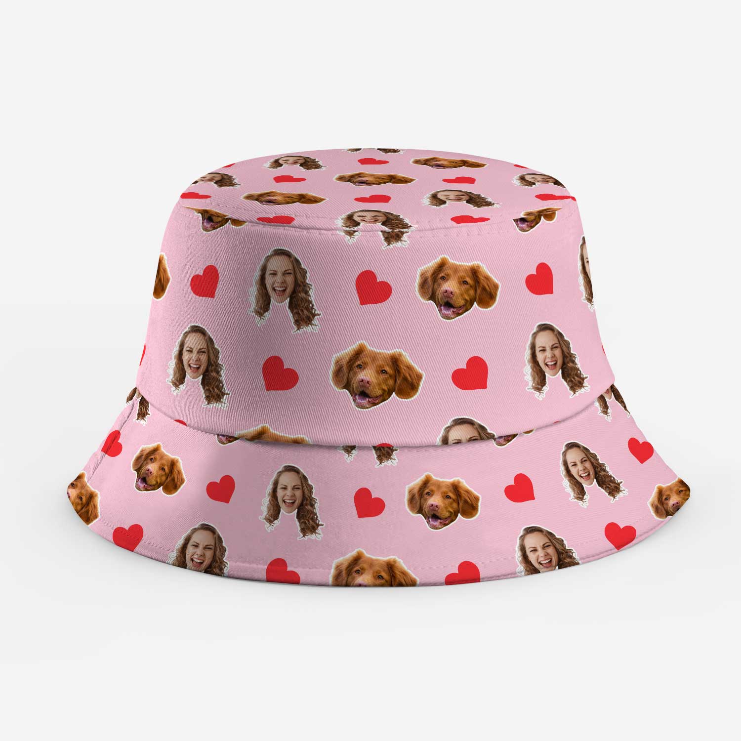 Red Hearts You & Your Dog Custom Bucket Hat