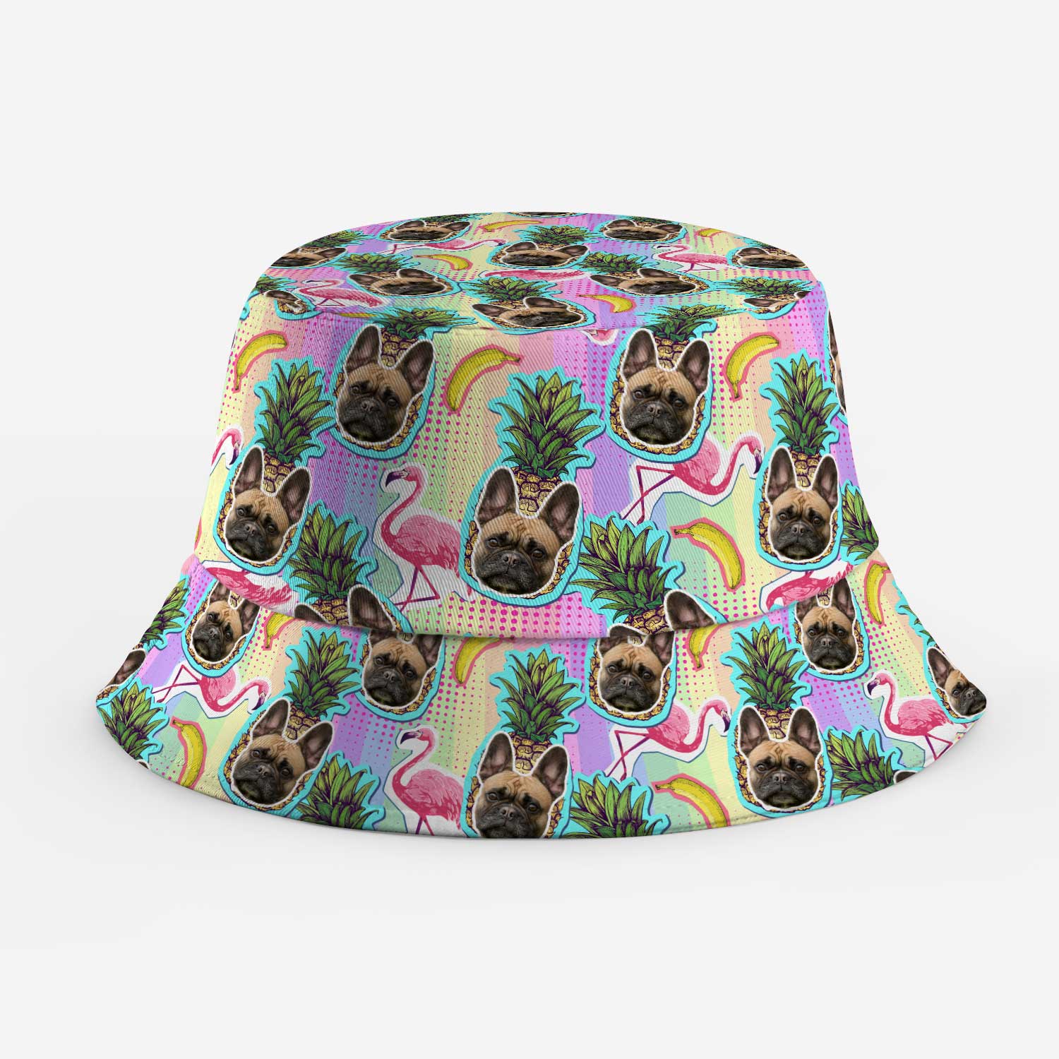 Pineapple Flamingo Dog Faces Custom Bucket Hat