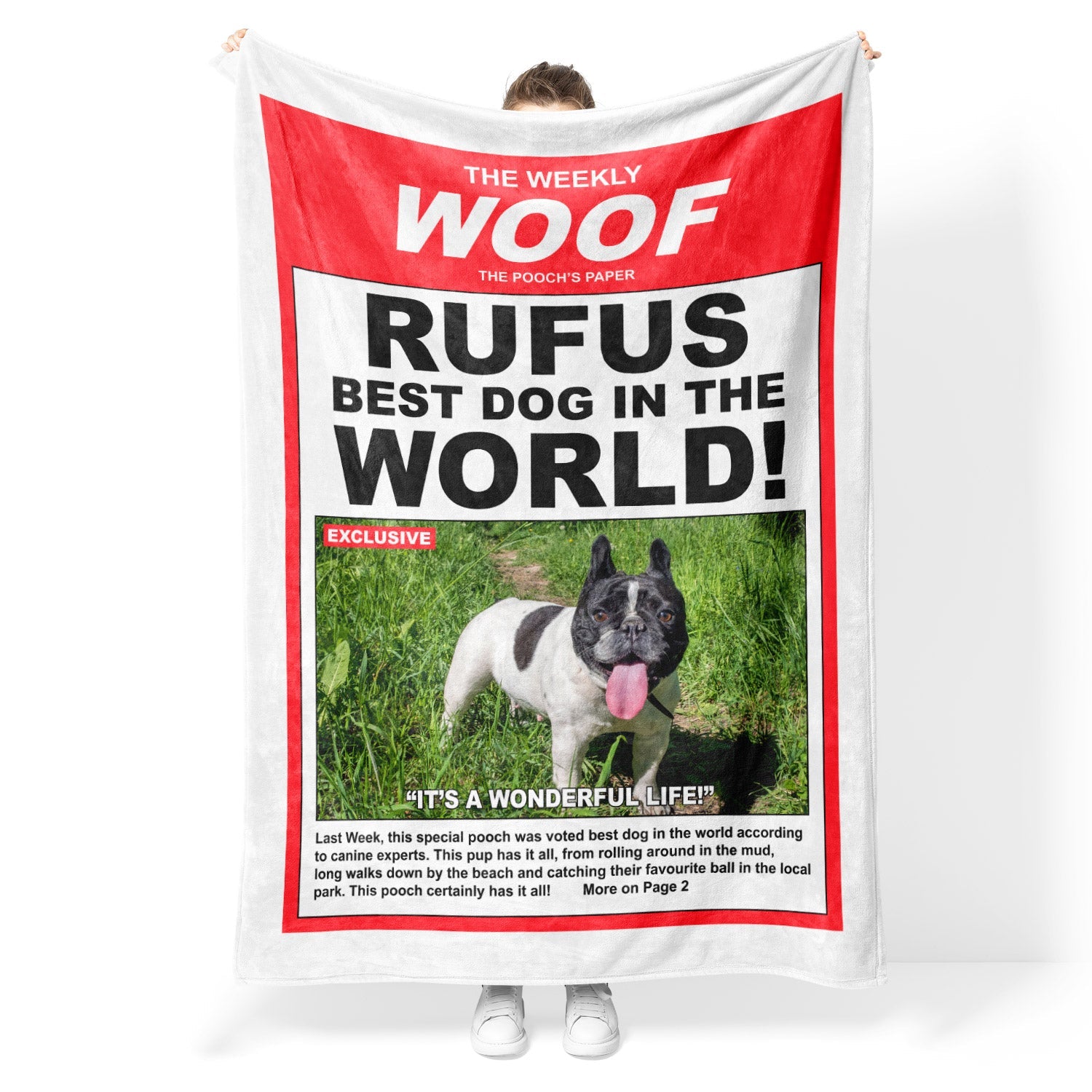 The Weekly Woof! Magazine Cover Personalized Dog Blanket