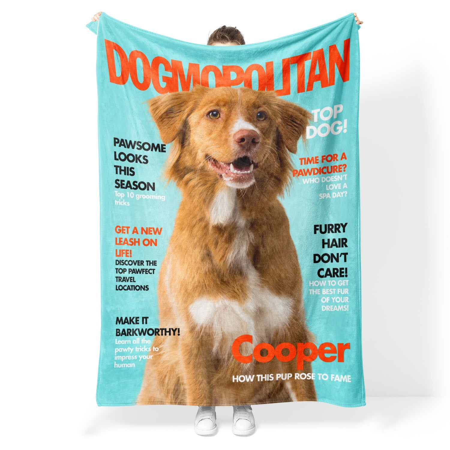 Dogmopolitan Fashion Magazine Cover Personalized Dog Blanket