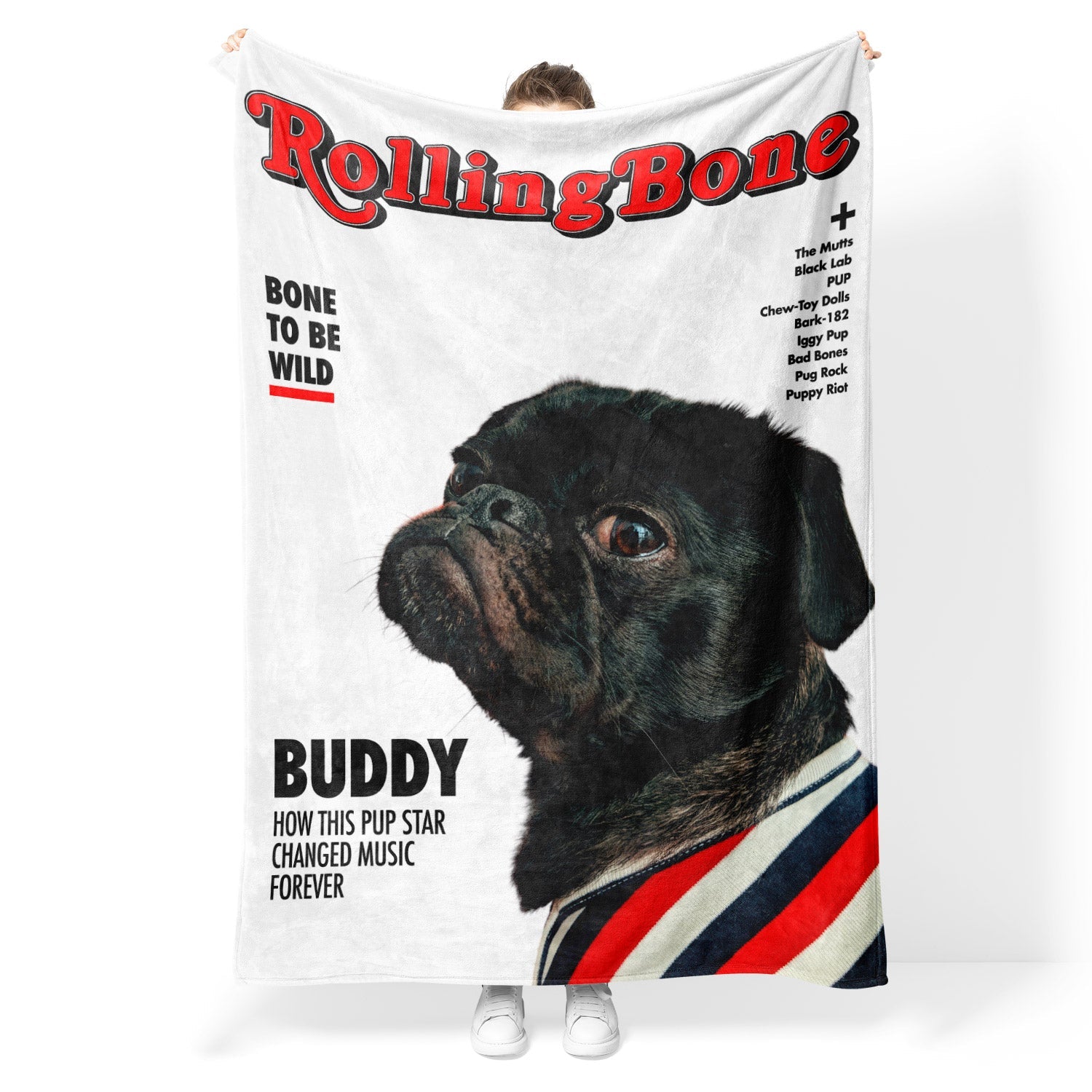 RollingBone Music Magazine Cover Personalized Dog Blanket