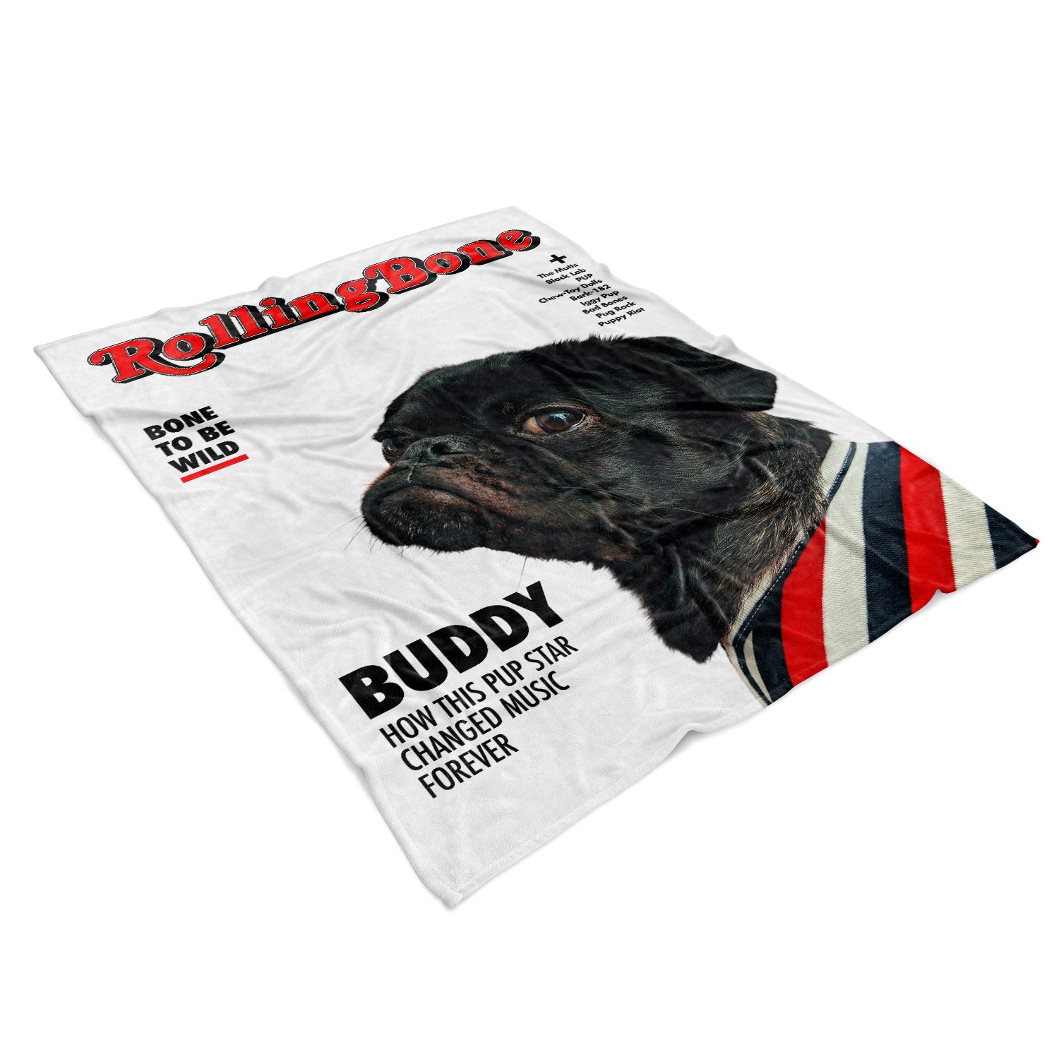 RollingBone Music Magazine Cover Personalized Dog Blanket