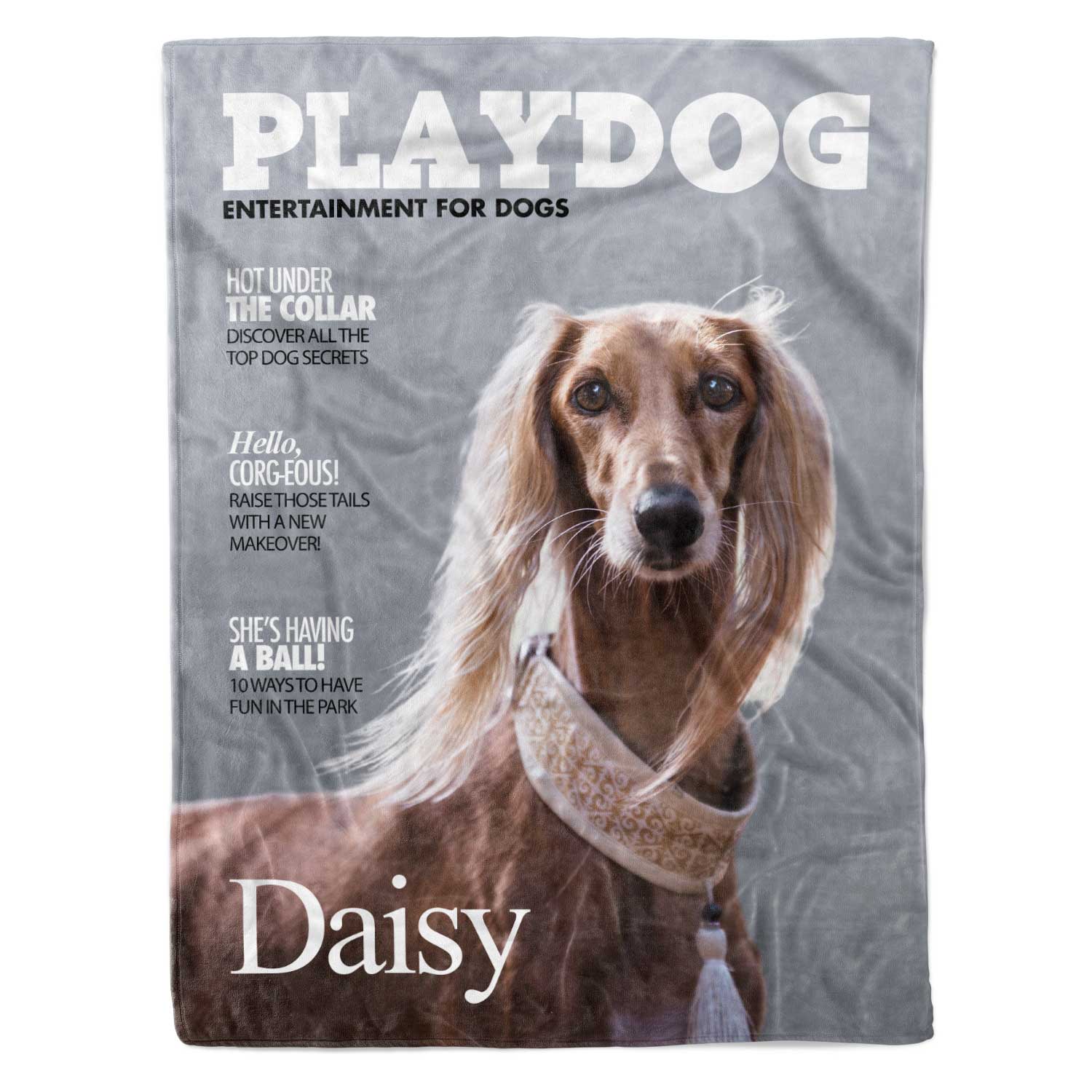 PlayDog Fashion Magazine Cover Personalized Dog Blanket