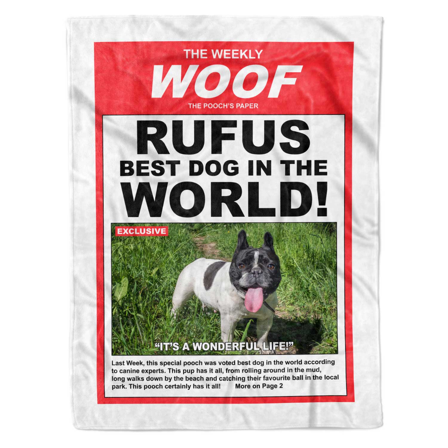 The Weekly Woof! Magazine Cover Personalized Dog Blanket