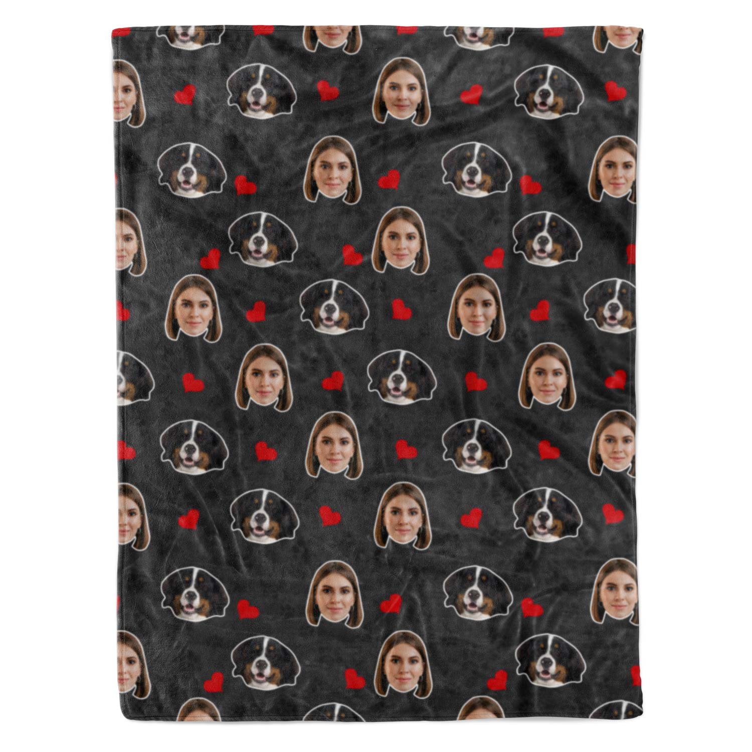 photo blanket with paws and heart design