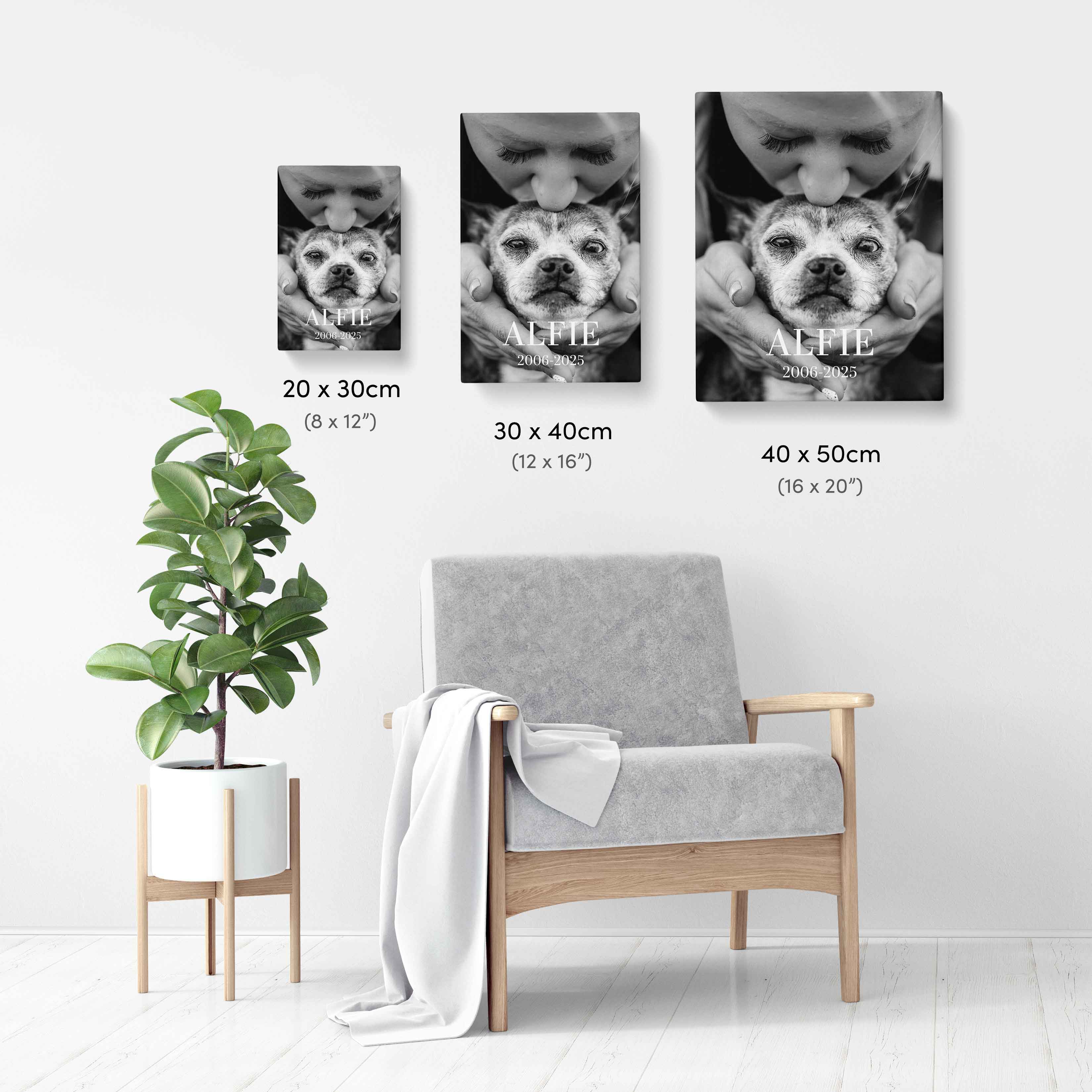 Full Photo Dog Memorial Canvas With (Name & Date)