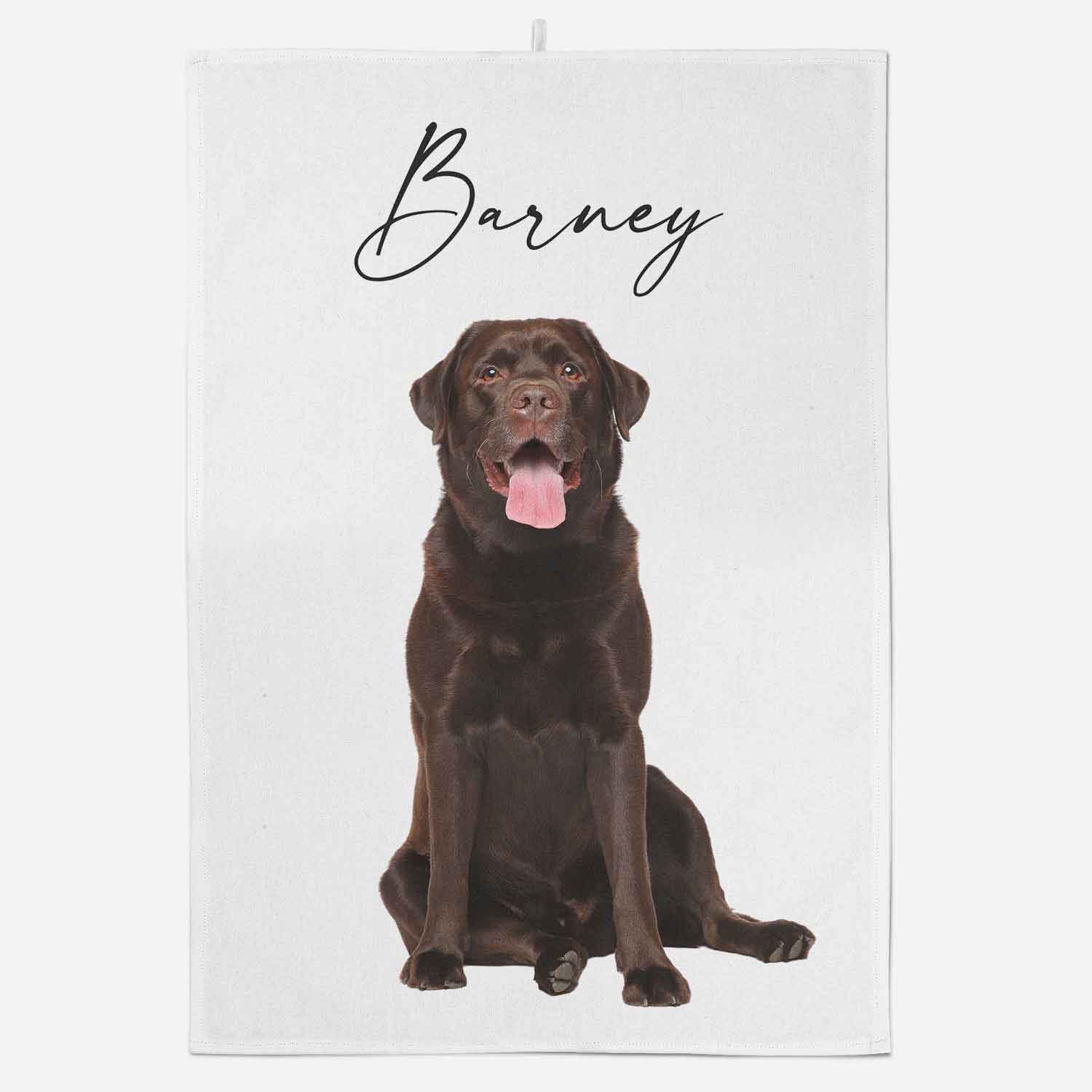 Scripted Name Dog Photo Personalized Dish Towel