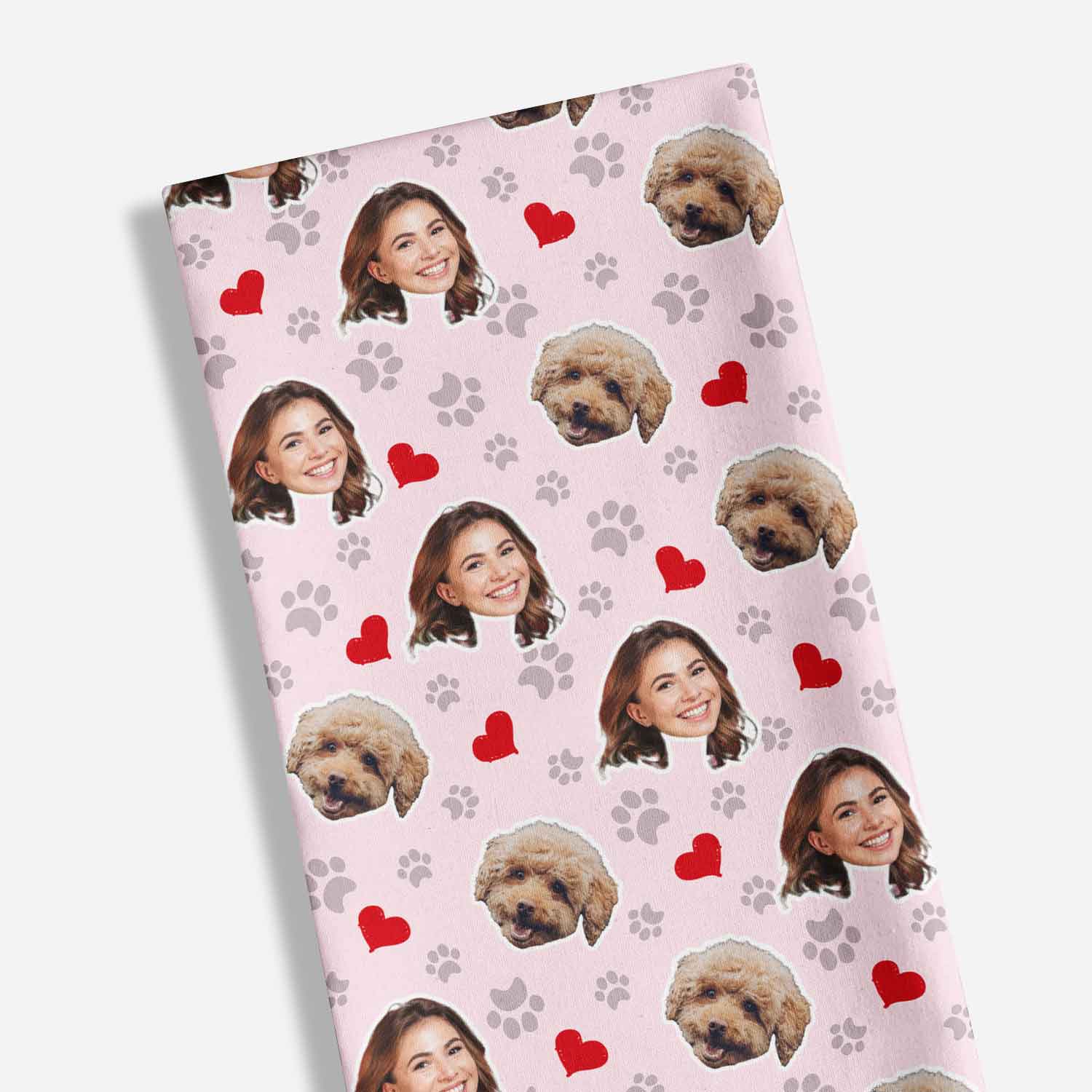 Dog Paw Prints & Hearts Personalized Dish Towel