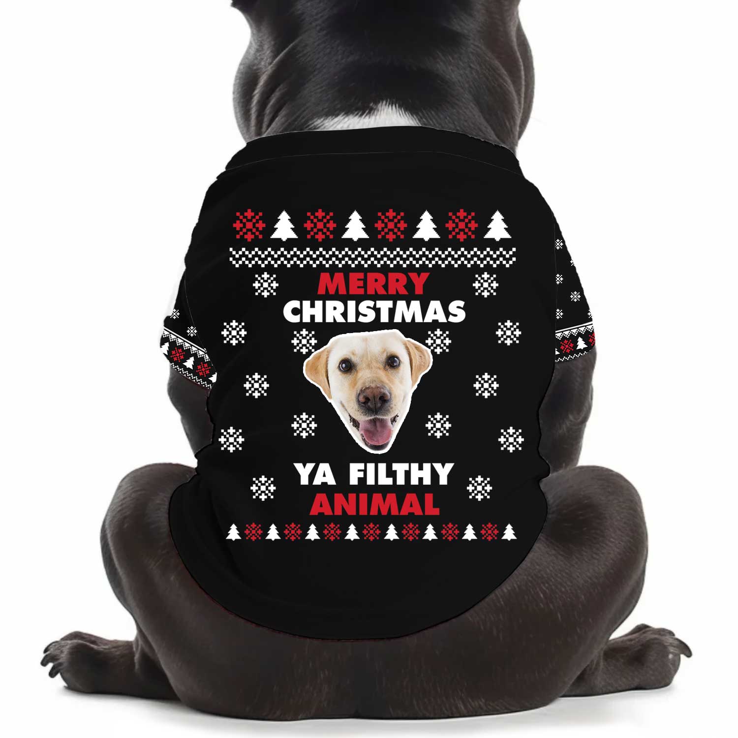 Merry Christmas Ya Filthy Animal Personalized Photo Christmas Dog T Shirt
