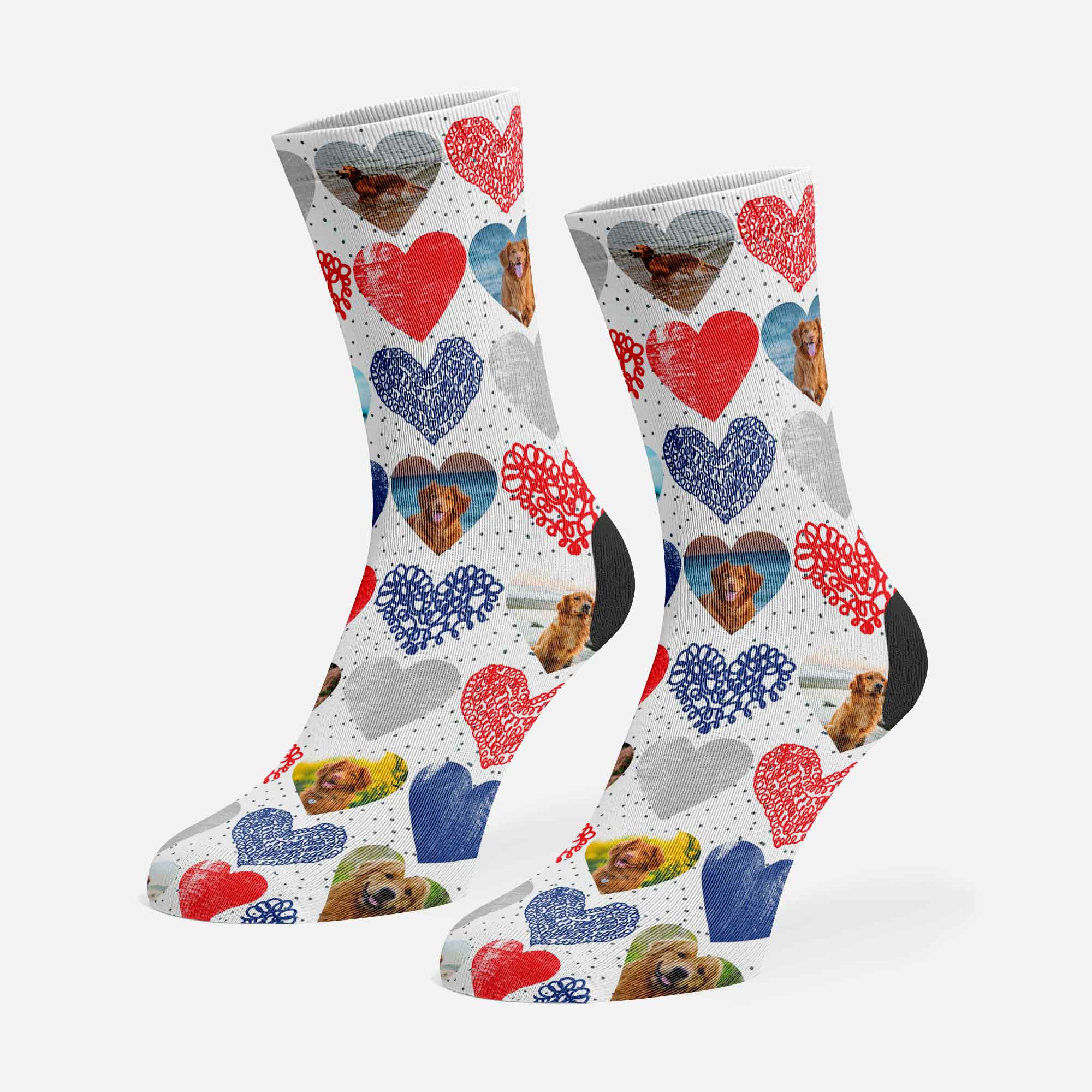 Heart Collage Personalized Dog Socks
