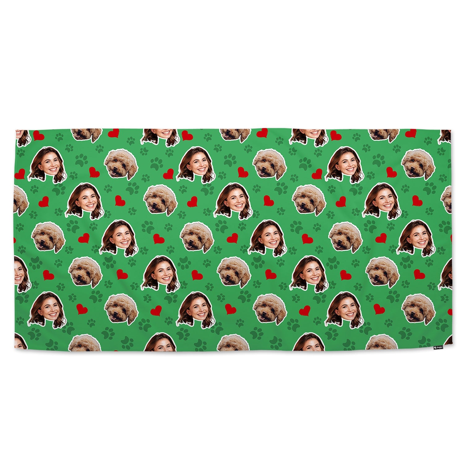 Paw Print Hearts Pattern Personalized Dog Towel