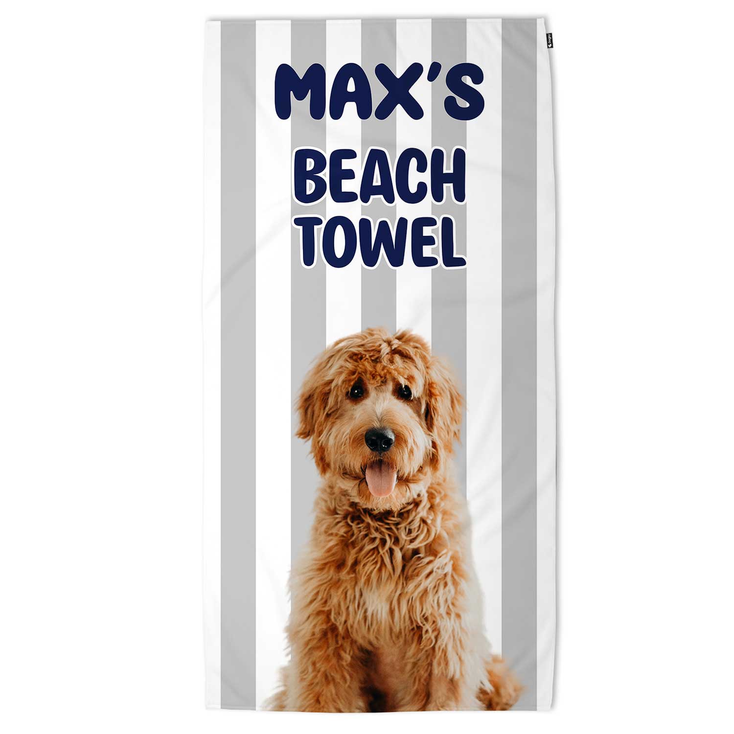 Personalized Dog (Name) Striped Beach Towel