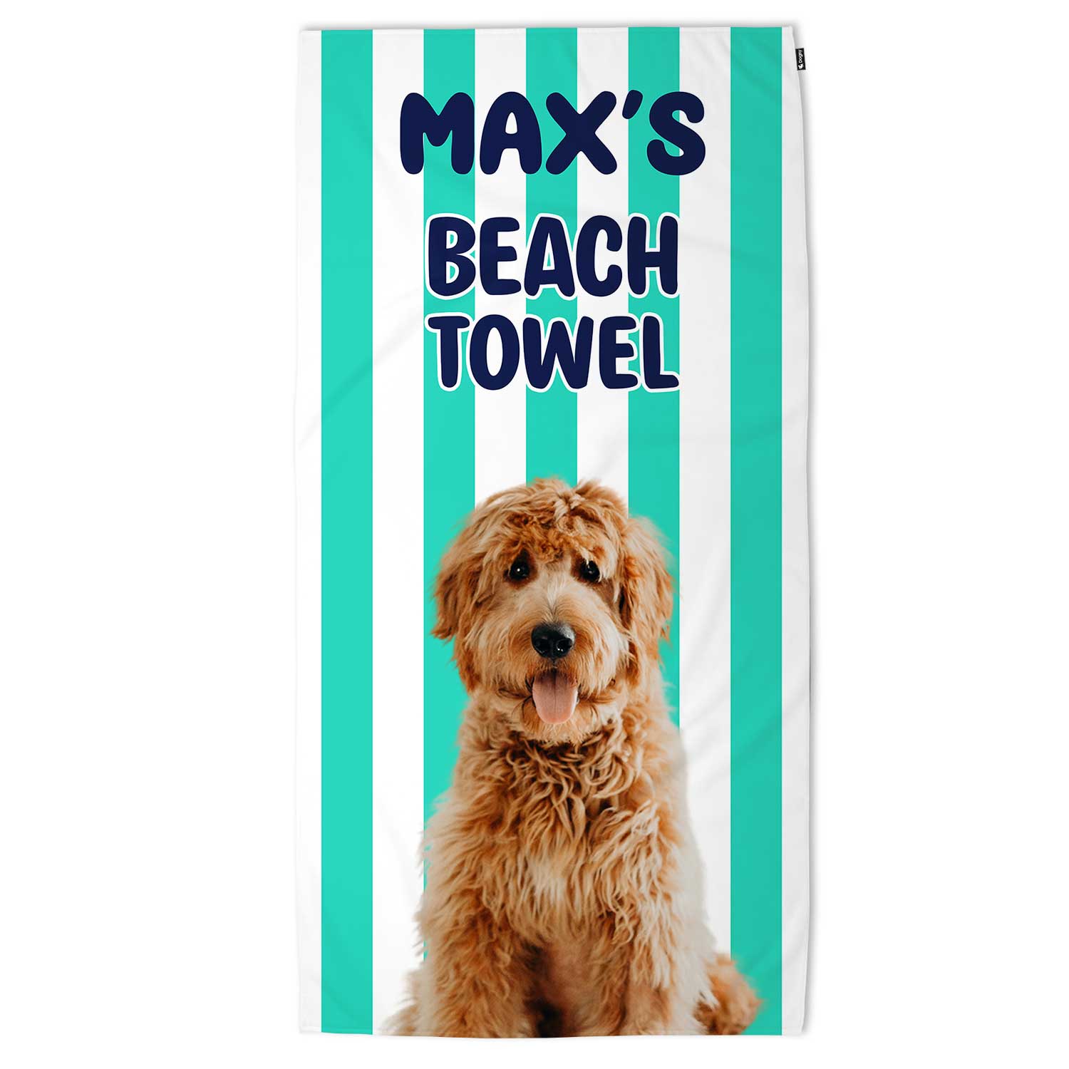 Personalized Dog (Name) Striped Beach Towel